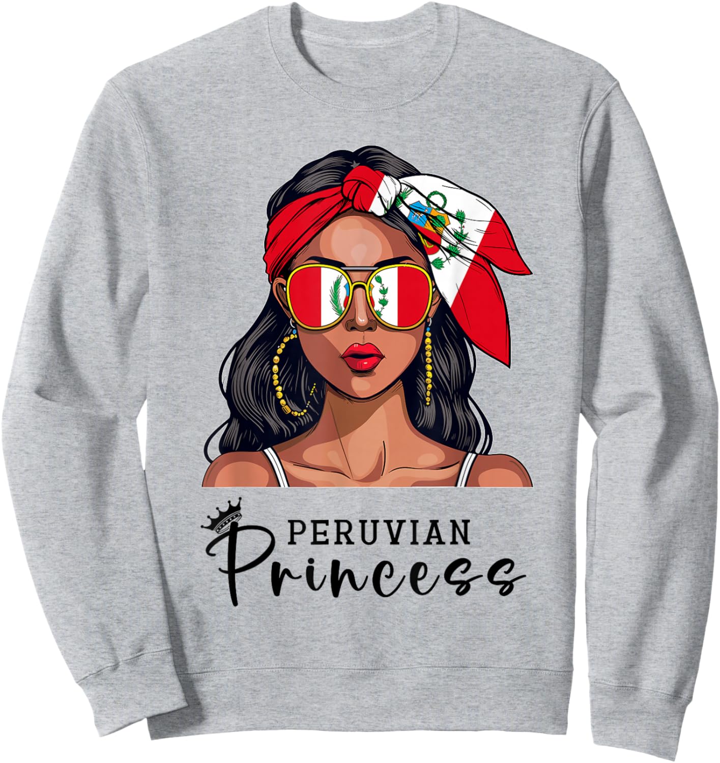 Peruvian Souvenirs Products Woman Flag Princess Peru Sweatshirt - Sweatshirt | Ash