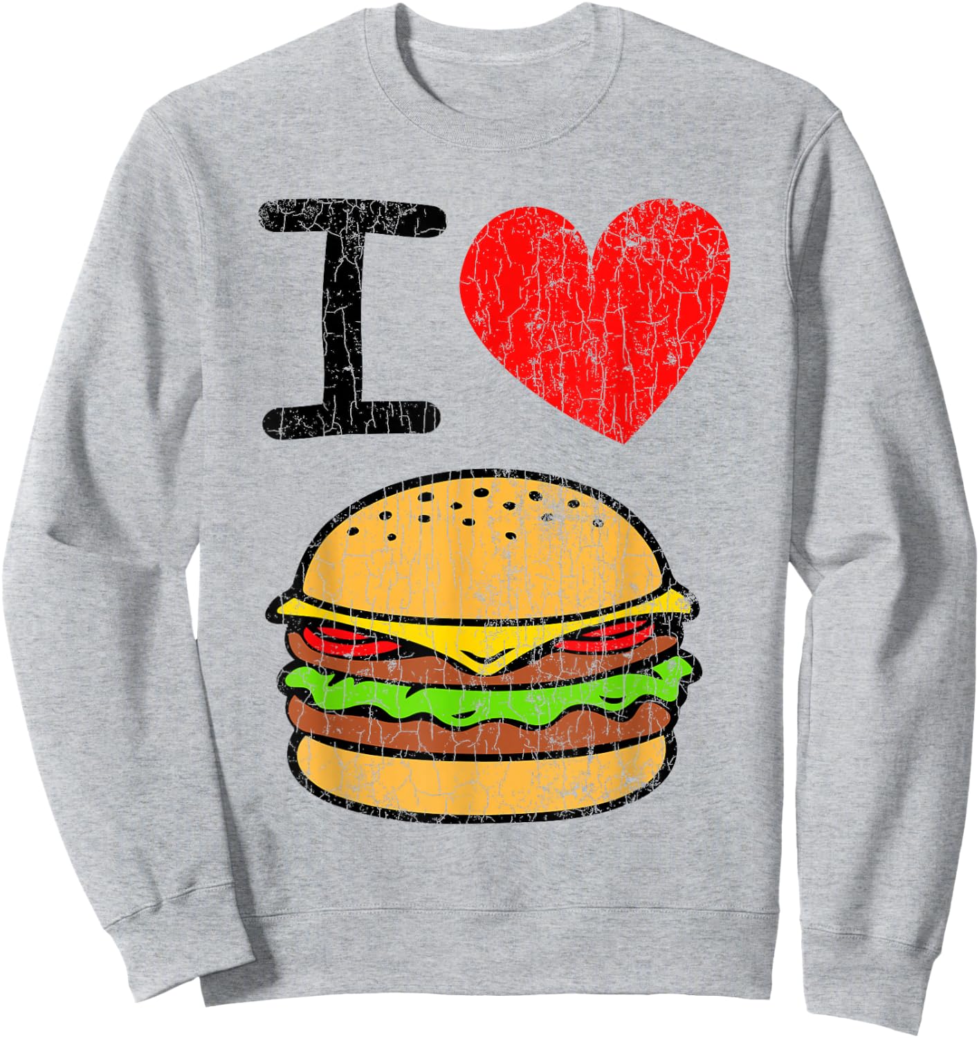 I Love Burgers Funny Hamburger Cheeseburger Graphic Sweatshirt - Sweatshirt | Ash
