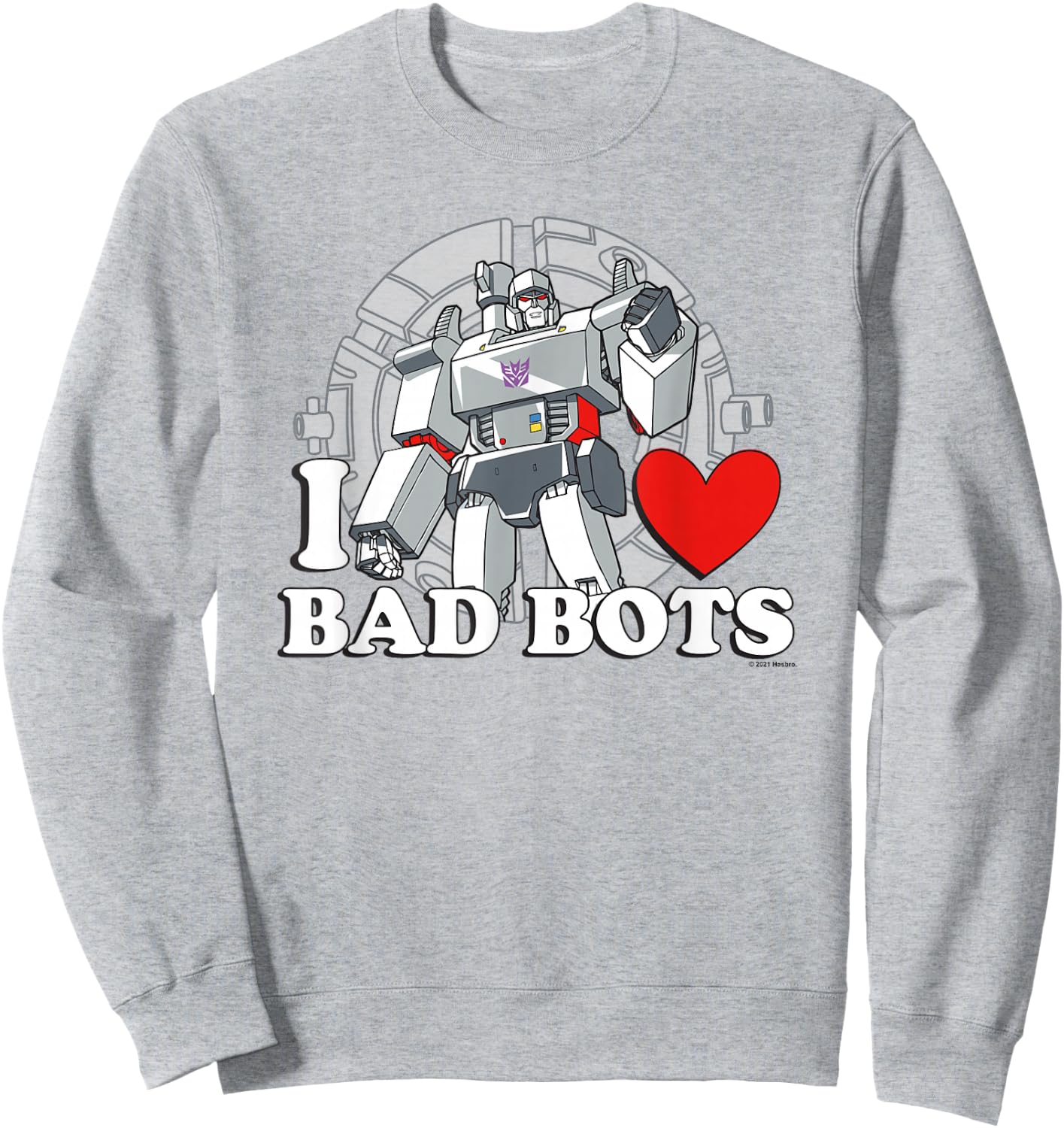 Transformers Valentine's Day Megatron I Heart Bad Bots Sweatshirt - Sweatshirt | Ash