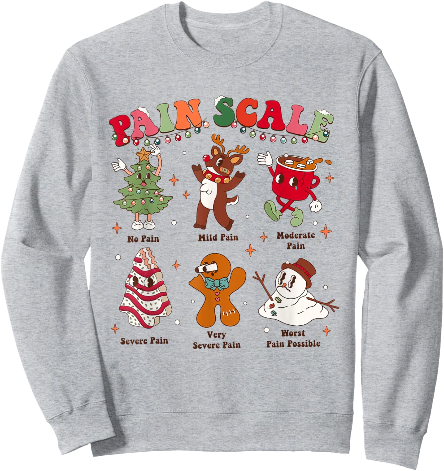 Pain Scale Retro Christmas Nurse Triage and Pain Assessment Sweatshirt - Sweatshirt | Ash