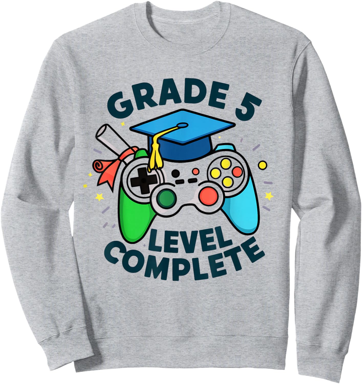 5th Grade Level Complete Gaming Graduation Gamer Squad Sweatshirt - Sweatshirt | Ash