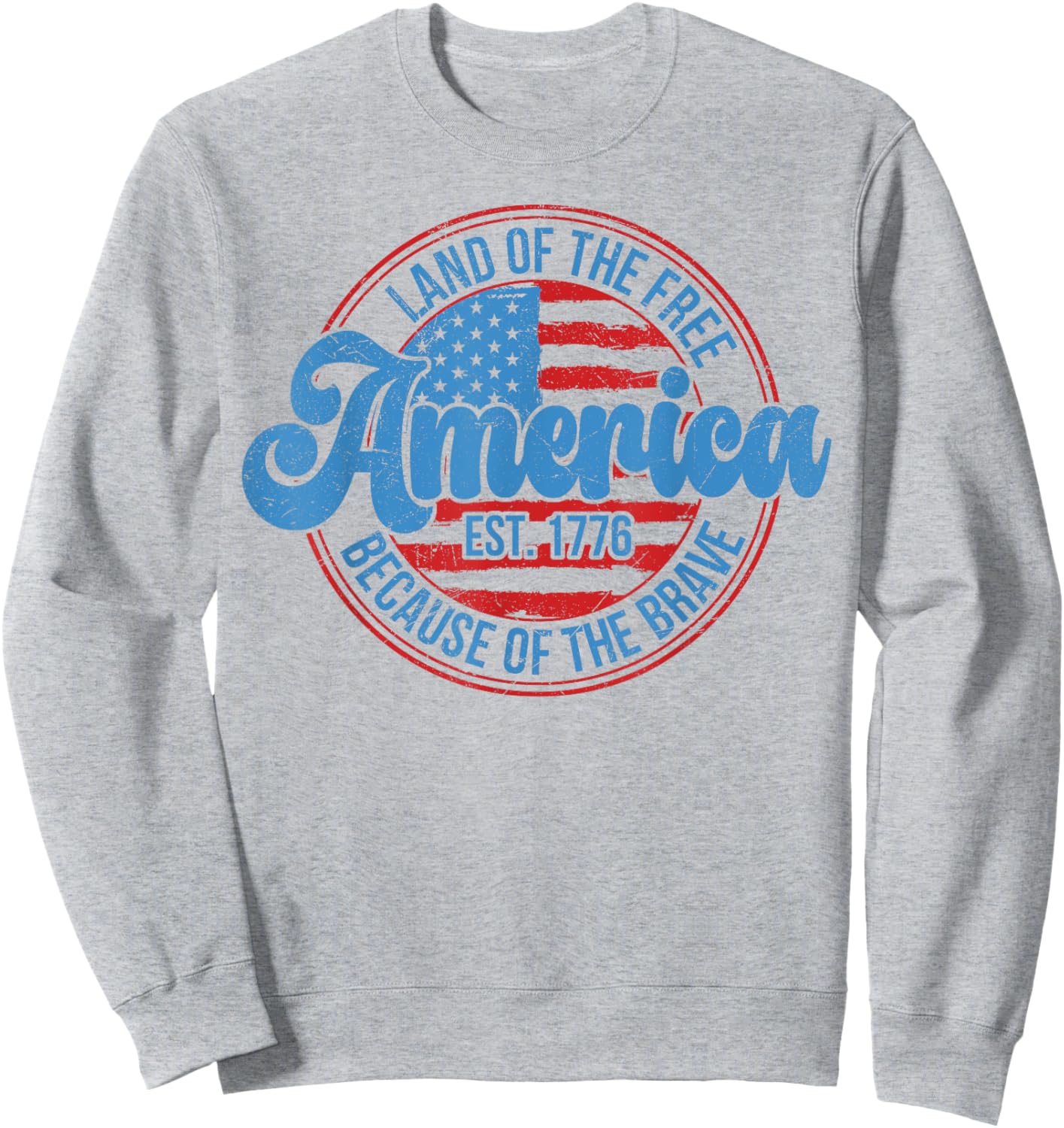 Land of the Free Because of the Brave 4th Of July USA Flag Kids Men Sweatshirt - Sweatshirt | Ash