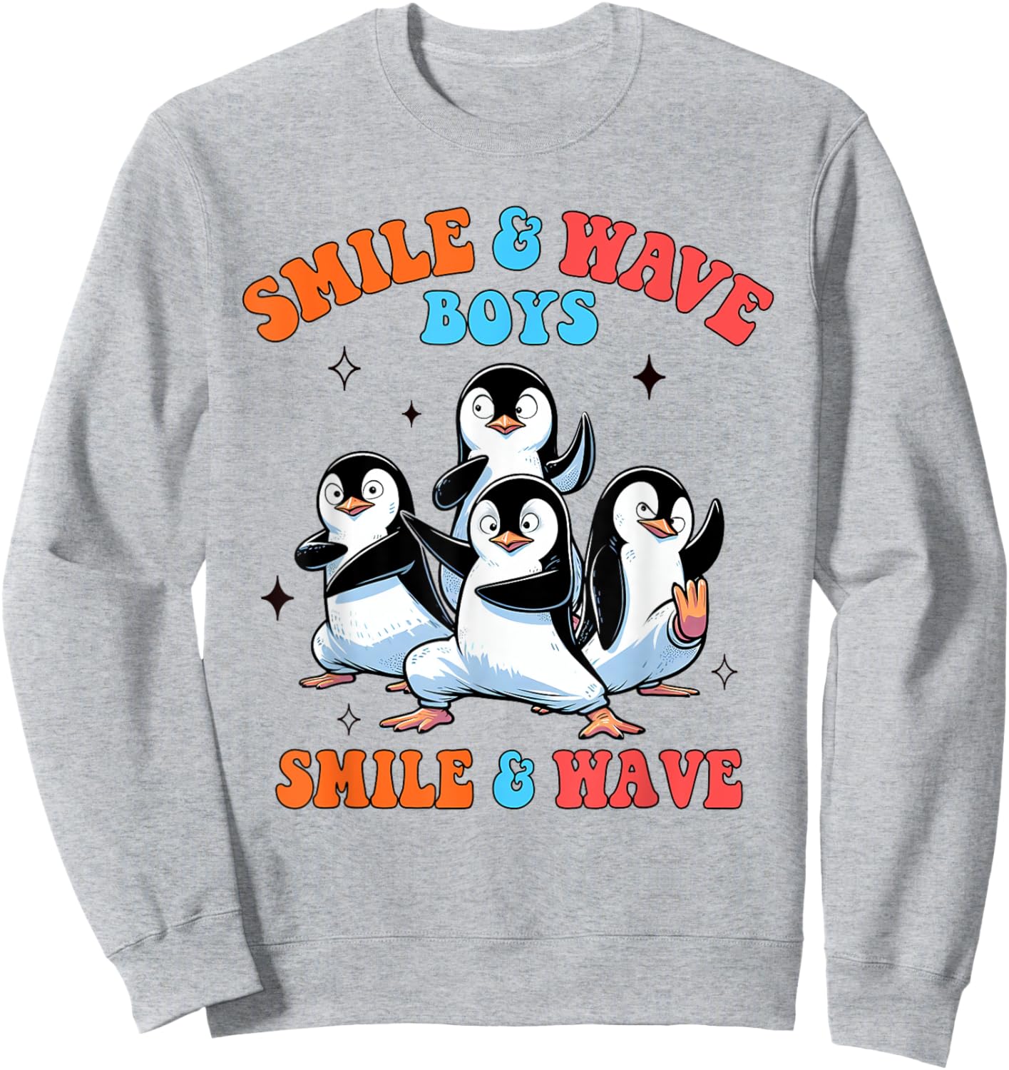 Penguin Lover Smile And Wave Boys Penguins Animal Lover Sweatshirt - Sweatshirt | Ash