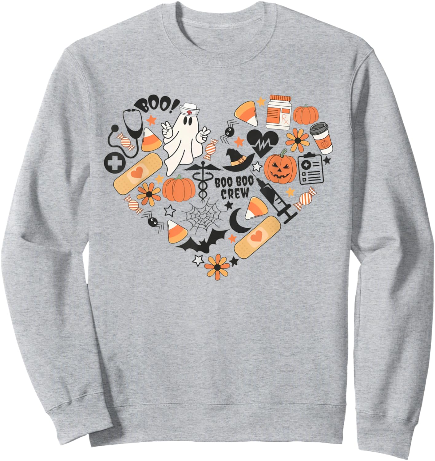 Pediatrics Halloween Boo Boo Crew Fall Pediatric Nurse Ghost Sweatshirt - Sweatshirt | Ash