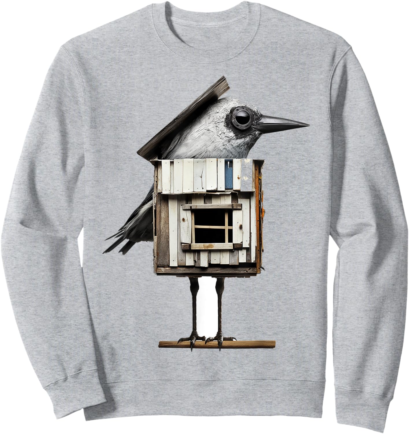 Bird Drawing Art Sculpture Animal Graphic Bird Sweatshirt - Sweatshirt | Ash