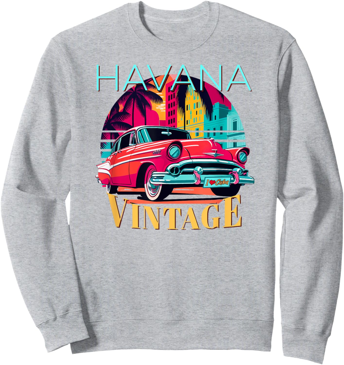 Havana Miami Spanish Cuban Flag Habana Vieja Retro Cuba Sweatshirt - Sweatshirt | Ash