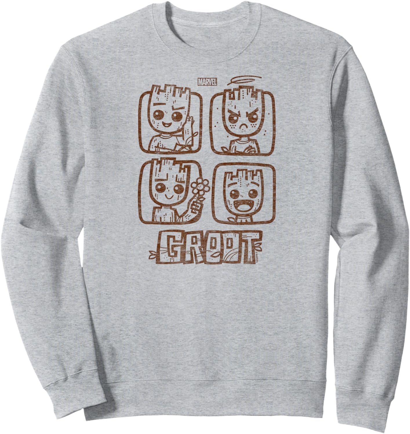 Guardians of The Galaxy - Groot Grid Sweatshirt - Sweatshirt | Ash