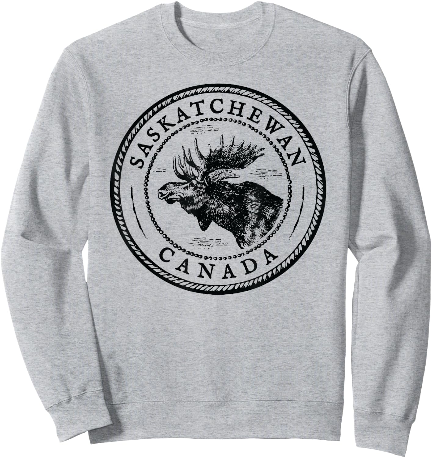 Moose Antlers Art Lovers Gift, Saskatchewan Canada Moose Sweatshirt - Sweatshirt | Ash