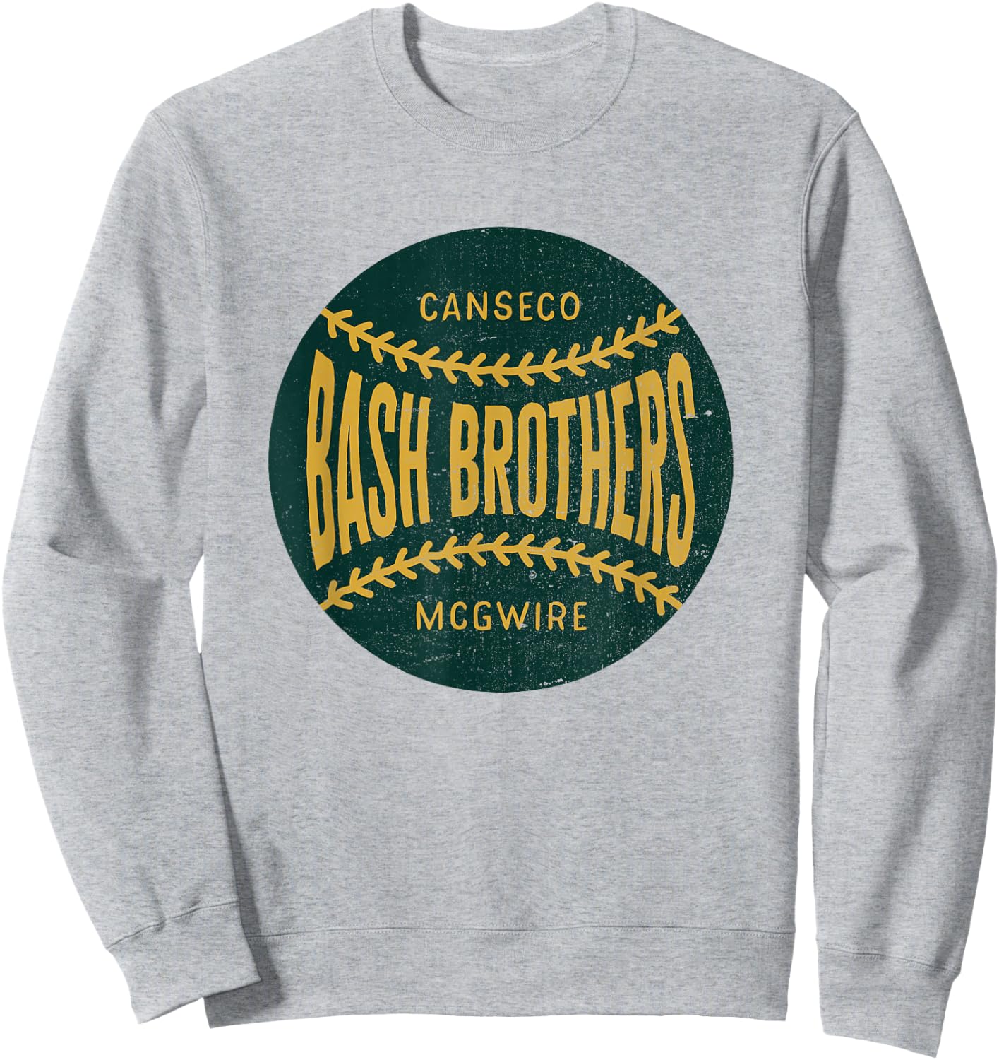Distressed Vintage-Look Bash Brothers | Baseball Sweatshirt - Sweatshirt | Ash