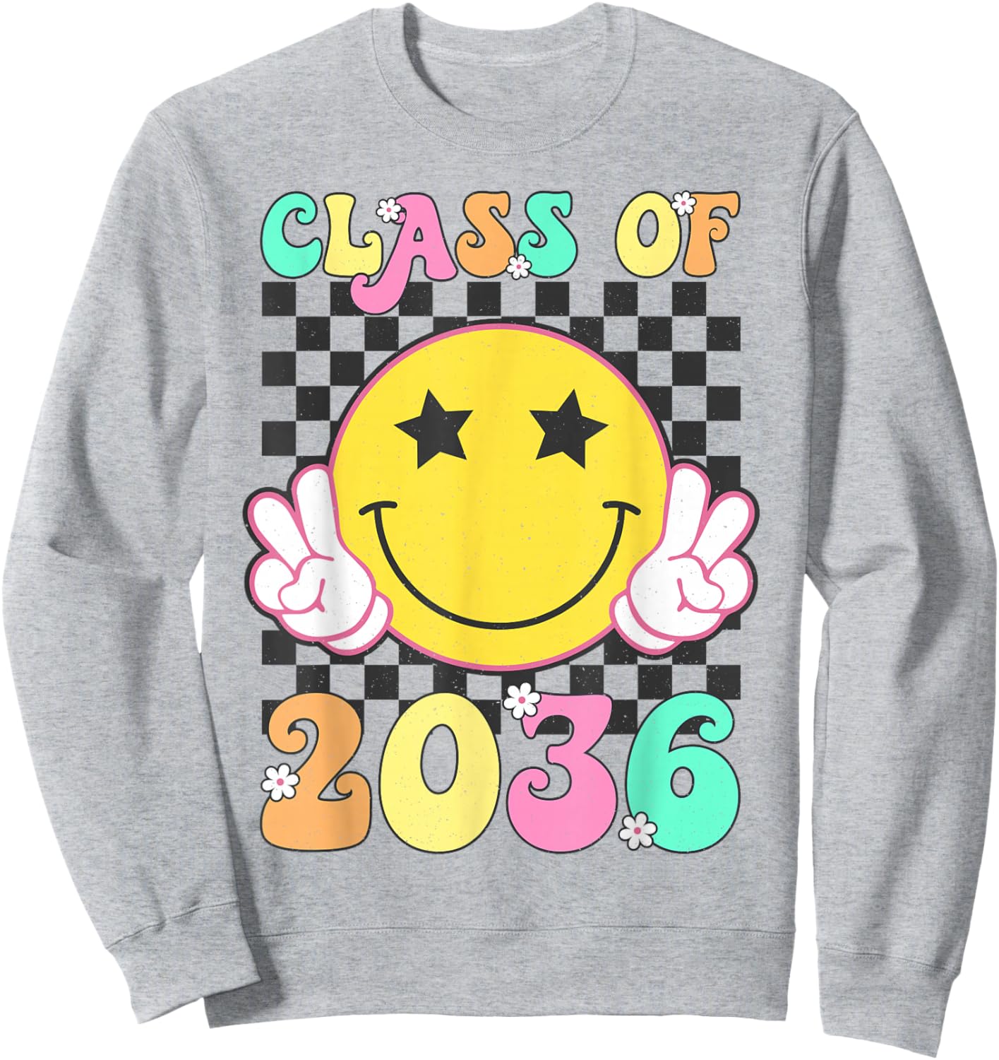 Retro Class of 2036 Grow With Me Back to School Kindergarten Sweatshirt - Sweatshirt | Ash