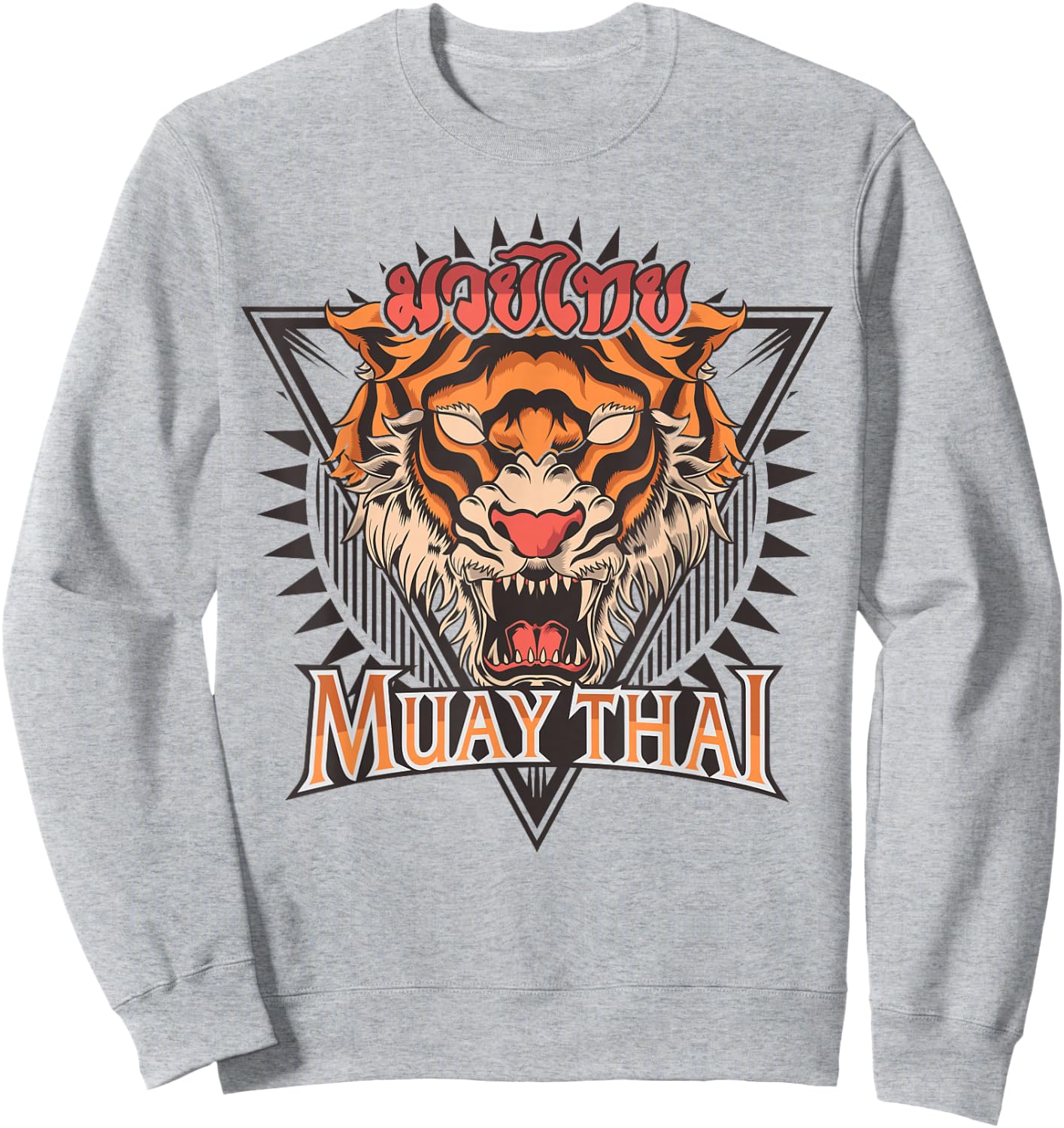 Tigar Muay Thai MMA Vintage Kickboxing Training Sweatshirt - Sweatshirt | Ash