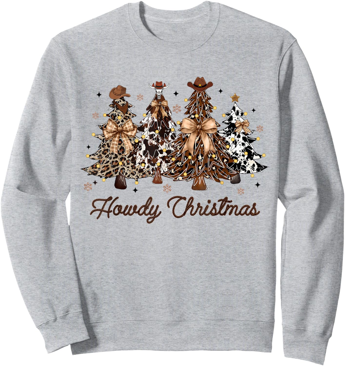 Howdy Christmas Tree Coquette Bow Western Xmas Pjs Cowgirl Sweatshirt - Sweatshirt | Ash