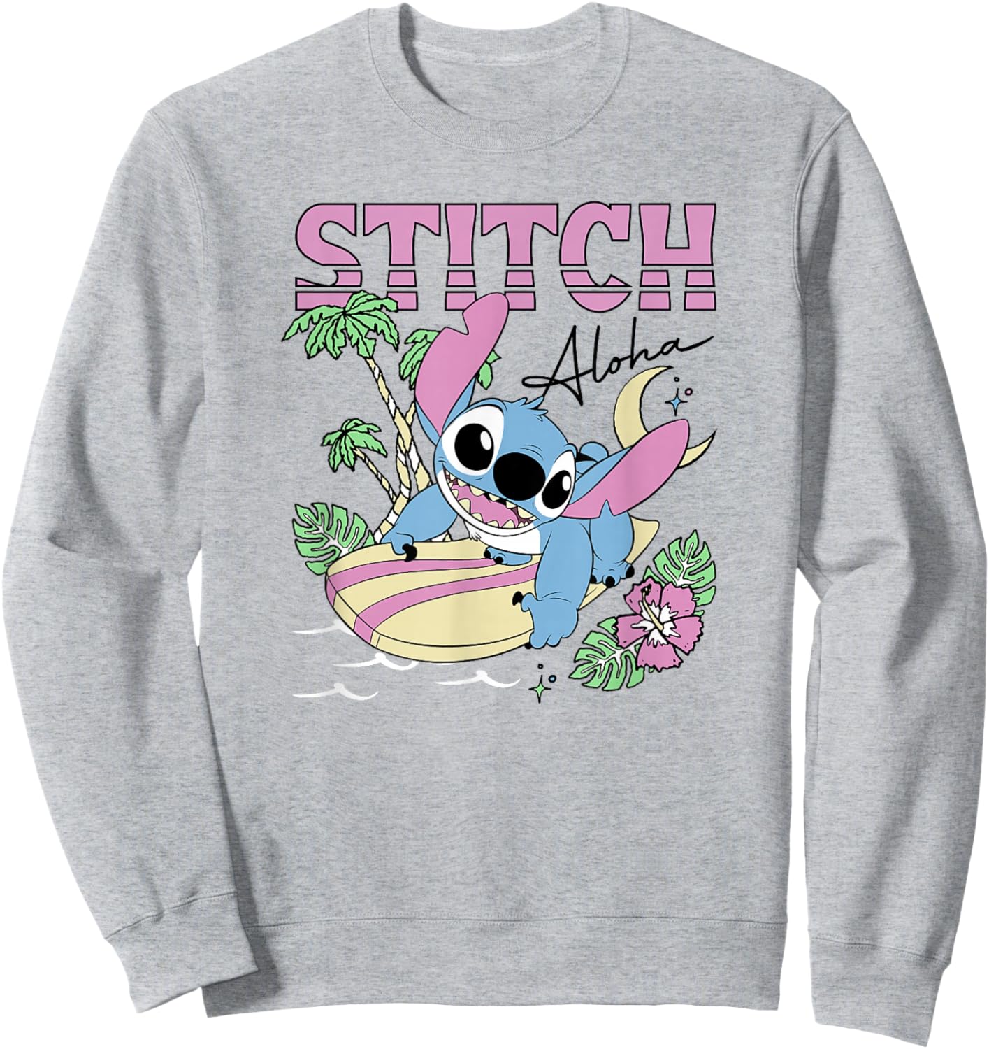 Disney Lilo & Stitch Aloha Hawaiian Surf Poster Sweatshirt - Sweatshirt | Ash