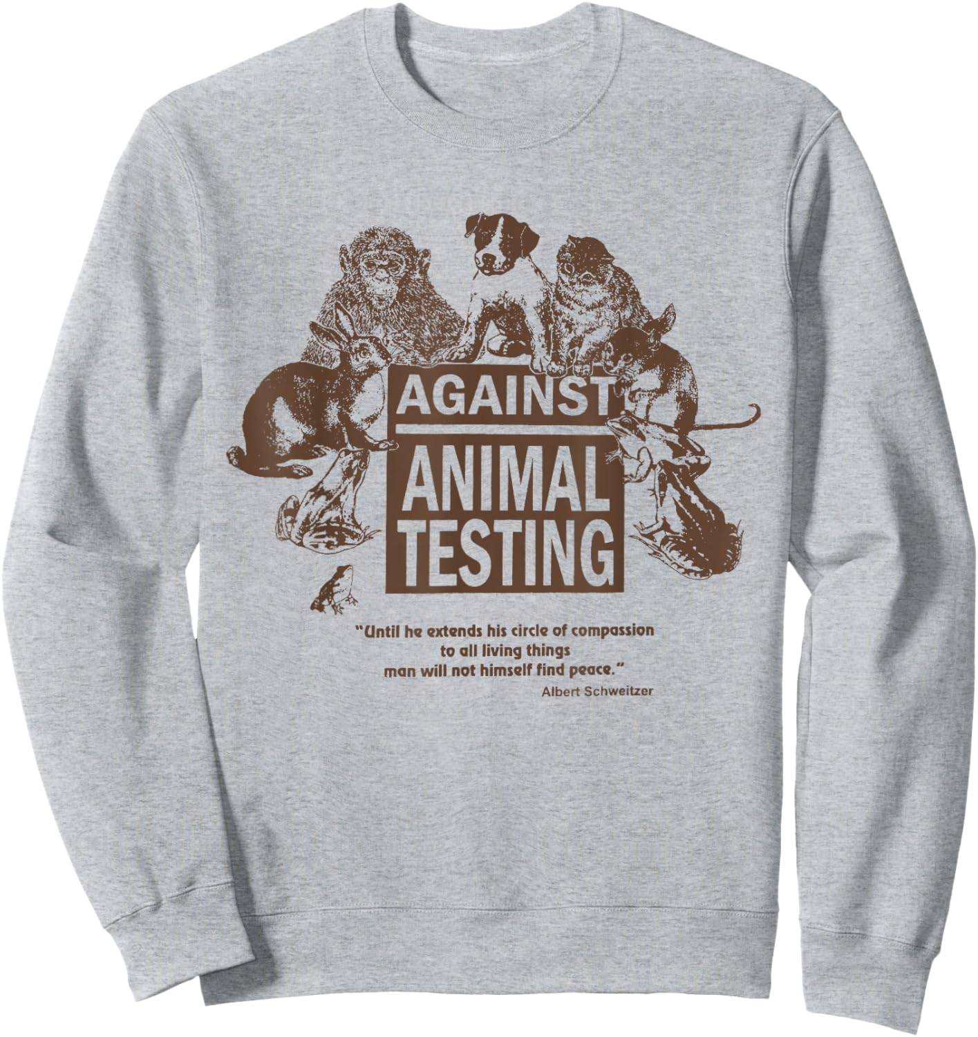 Stop Animal Testing Animal Rights - -Adults - Grey, Green - Small - Classic Fit - Short Sleeve Sweatshirt - Sweatshirt | Ash