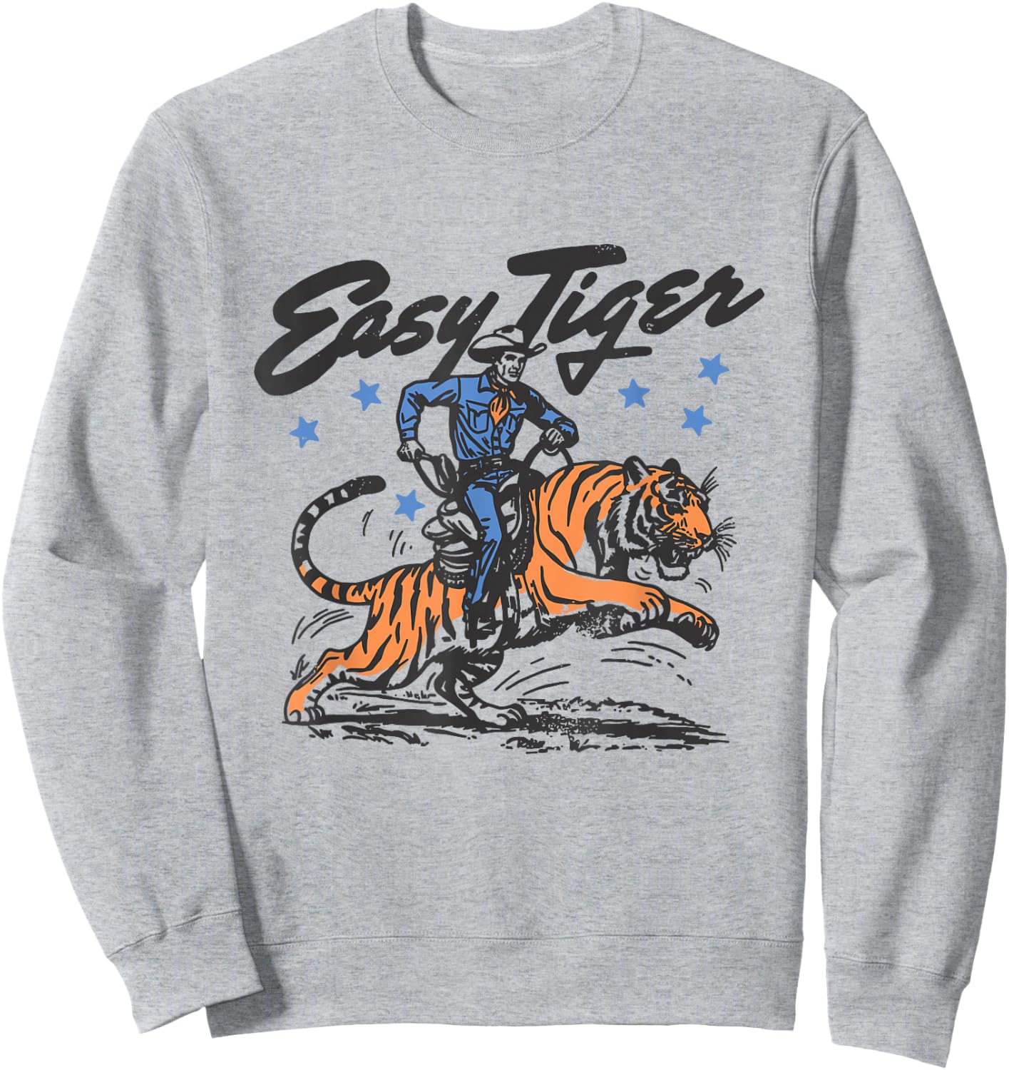 Trendy Vintage Easy Tiger Cowboy Western Boho Hippie Style Sweatshirt - Sweatshirt | Ash