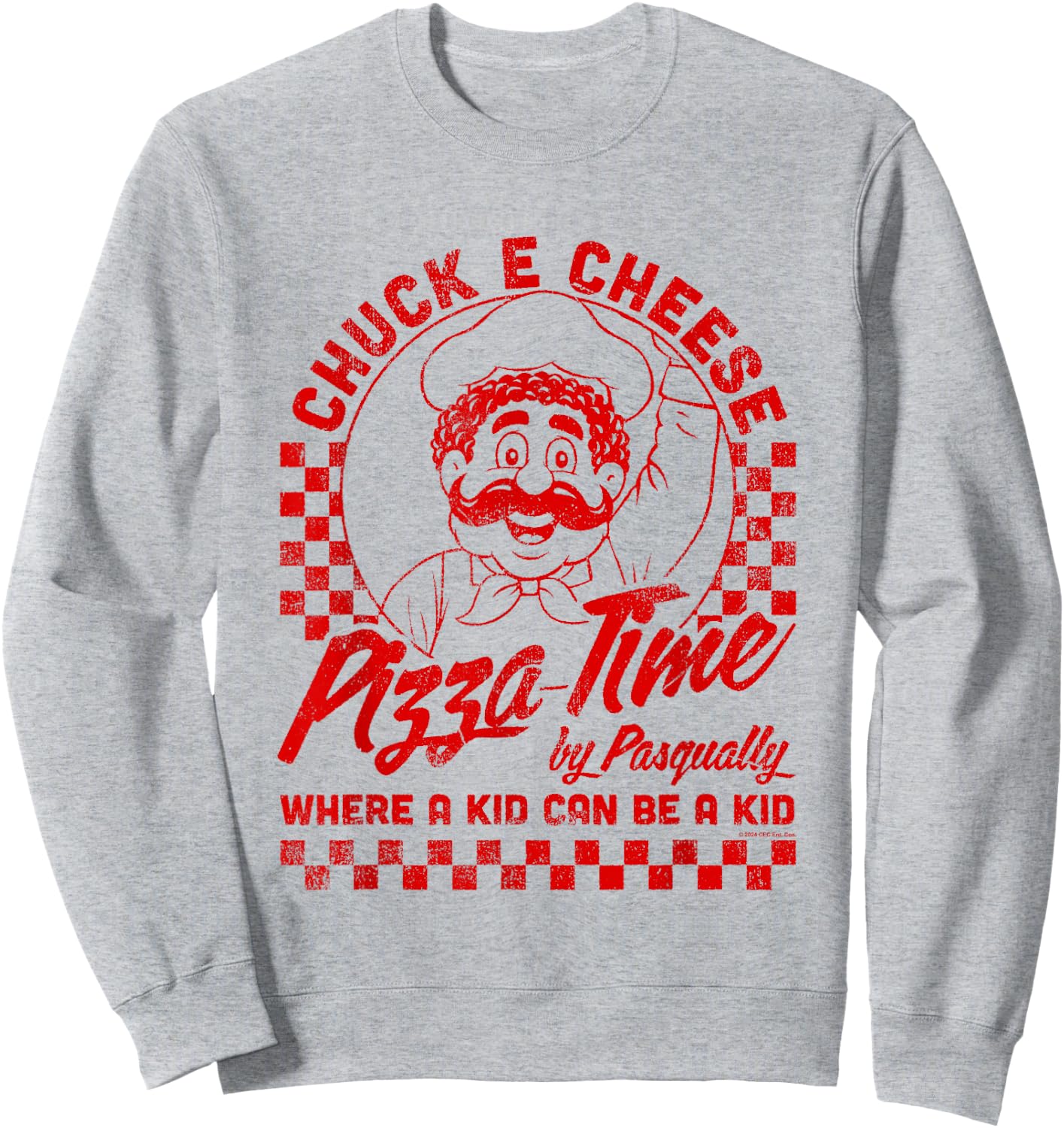 Chuck E. Cheese Pizza Time By Pasqually Vintage Chest Logo Sweatshirt - Sweatshirt | Ash