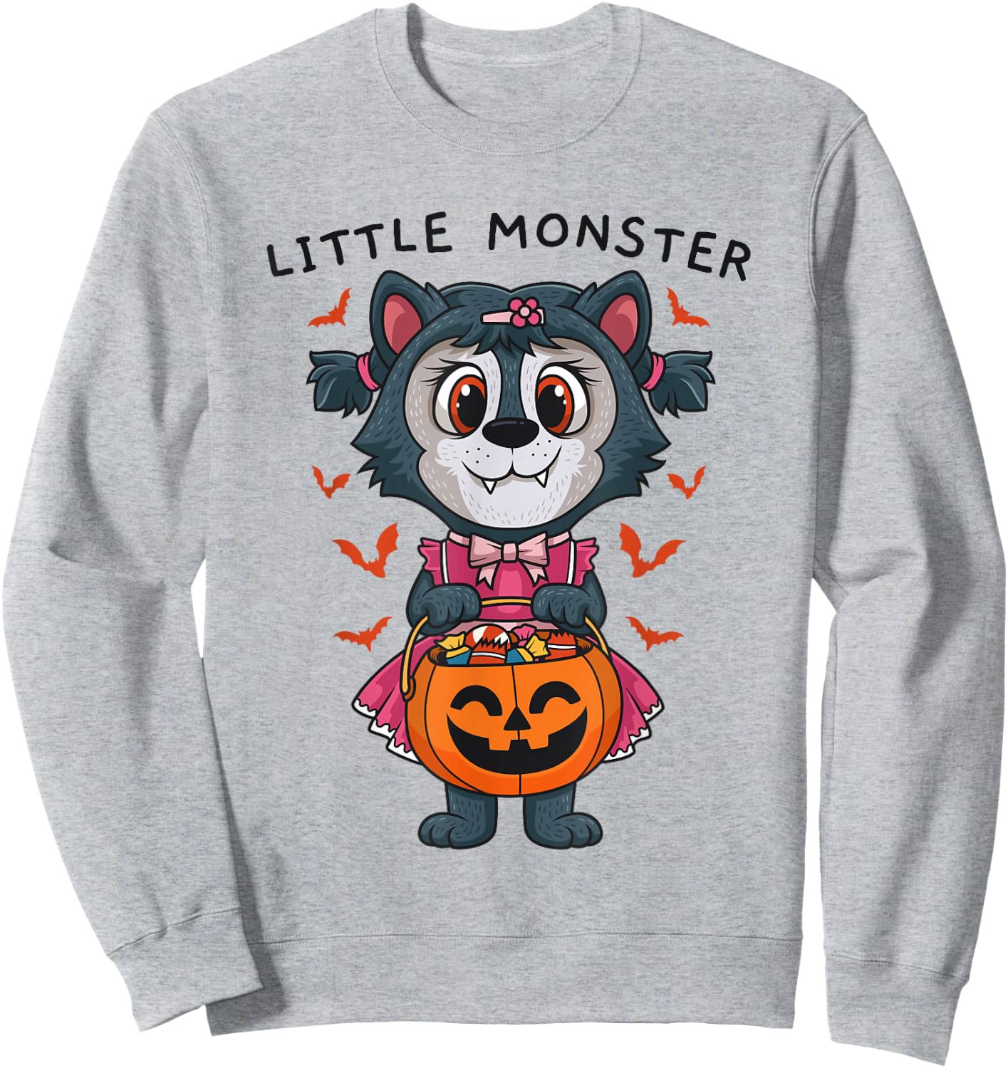 Werewolf Little Monster Matching Halloween Costume For Girls Sweatshirt - Sweatshirt | Ash