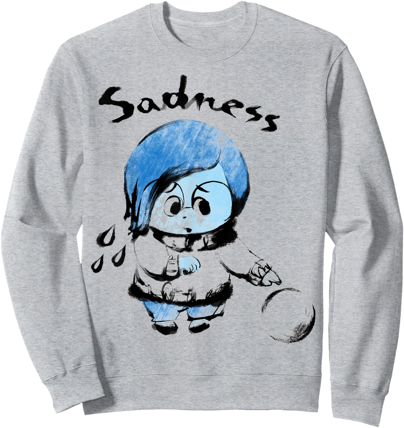 Disney Pixar Inside Out Sadness Watercolor Graphic Sweatshirt - Sweatshirt | Ash