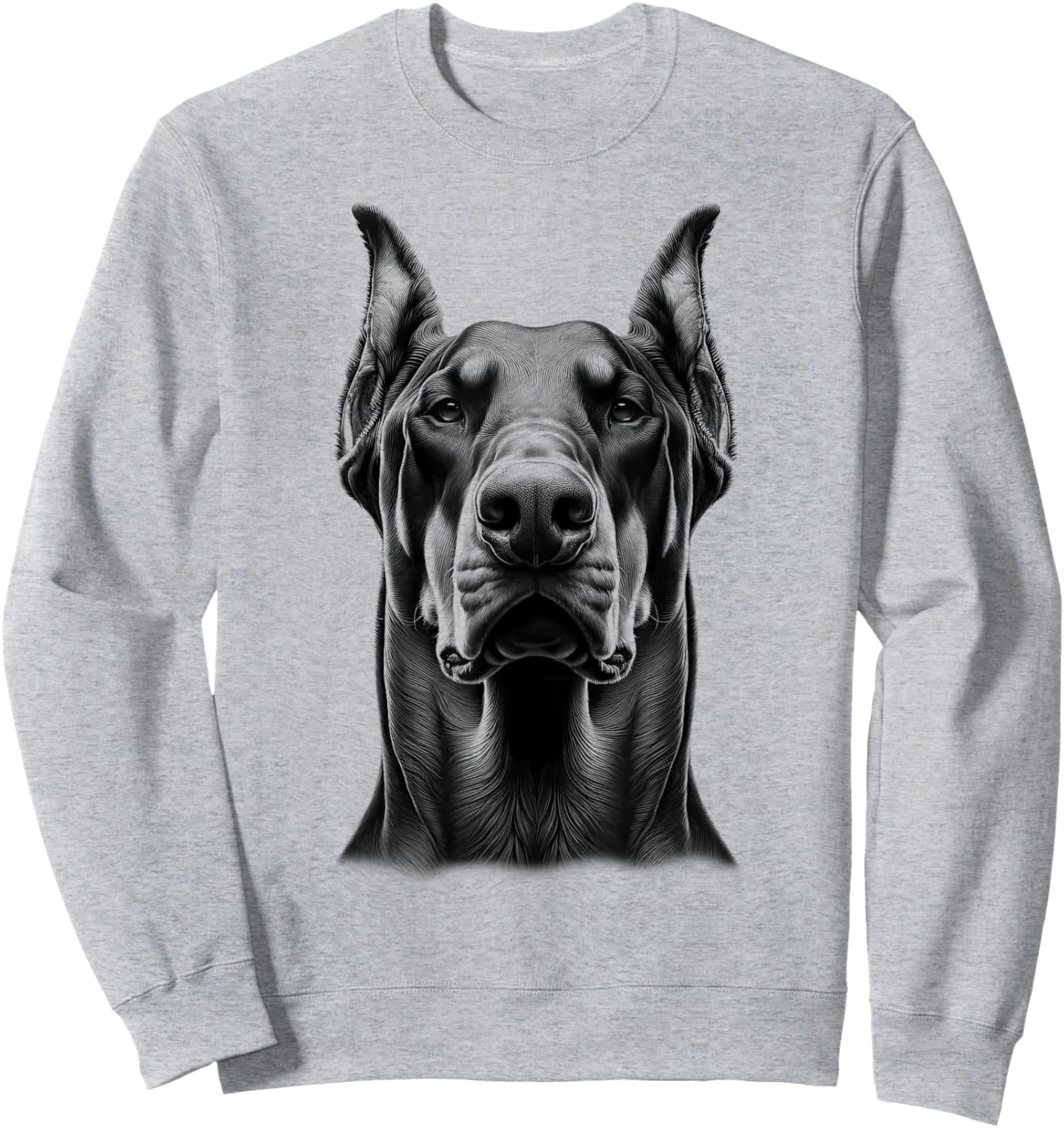 Proud Doberman Dog Portrait in Drawing Style Sweatshirt - Sweatshirt | Ash