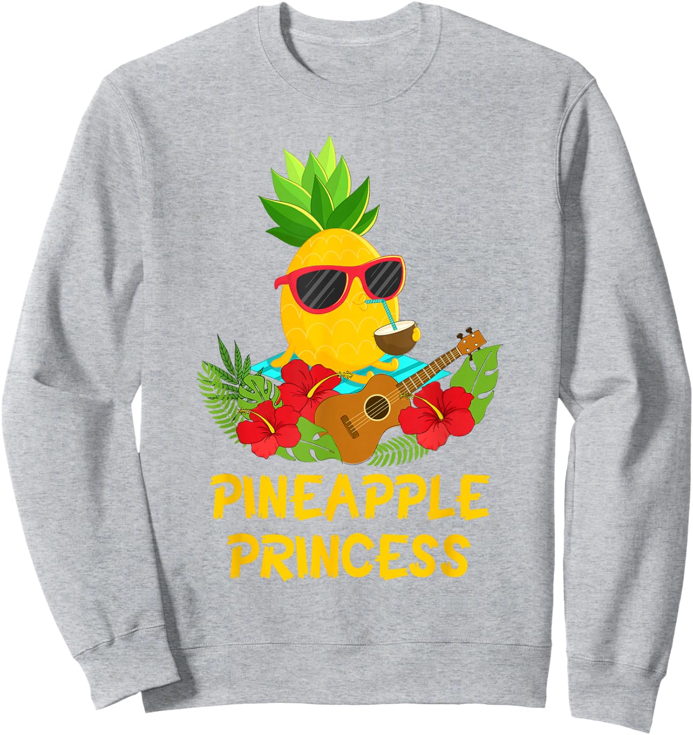 Pineapple Shirt Pineapple Princess with Ukulele Gifts Sweatshirt - Sweatshirt | Ash