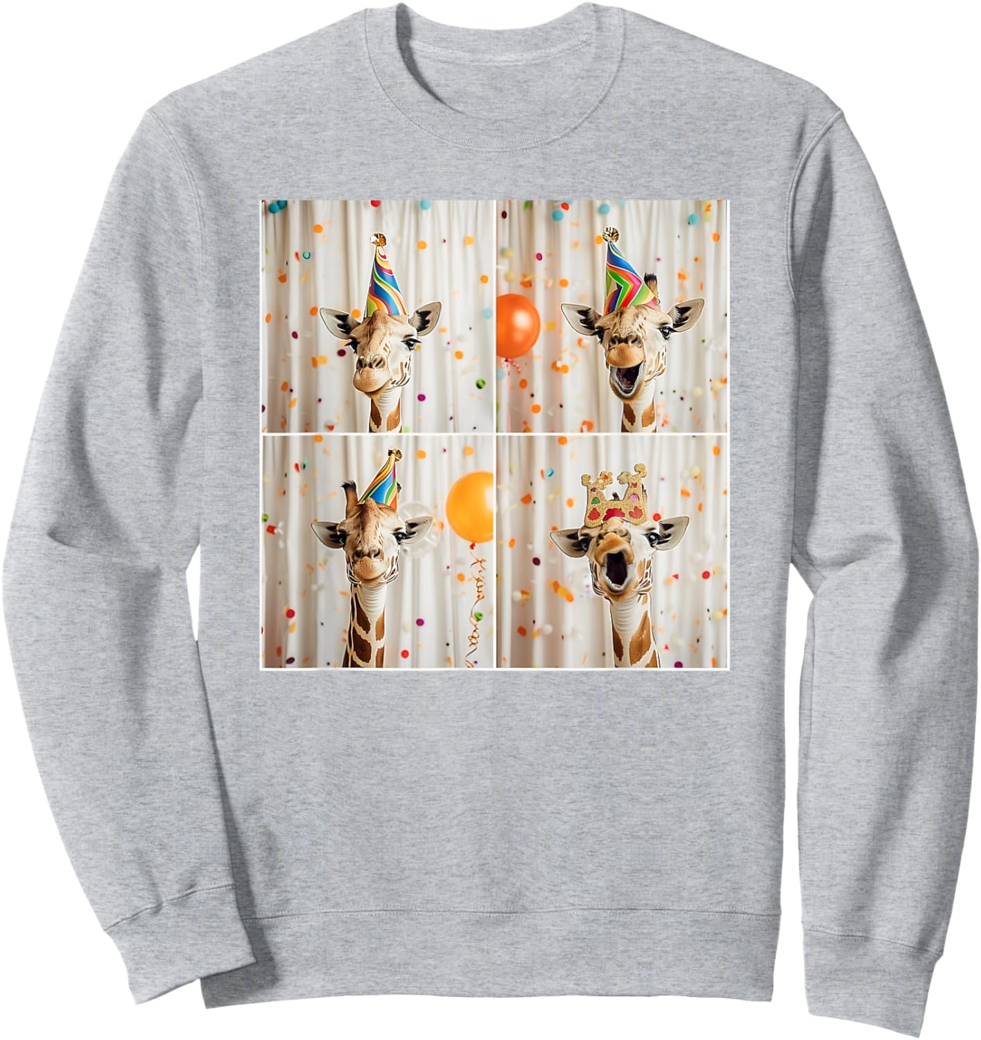 Happy Giraffe Face Jungle Animal Selfie Birthday Giraffe Sweatshirt - Sweatshirt | Ash
