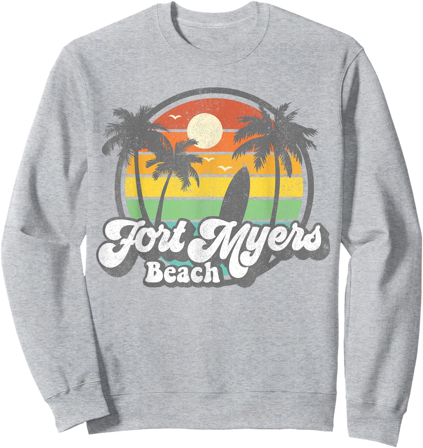 Vintage Fort Myers Beach Florida Surfing Retro 70s Surf Gift Sweatshirt - Sweatshirt | Ash