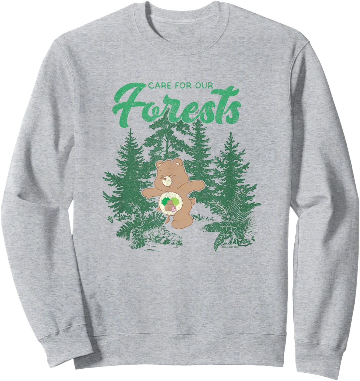 Care Bears Earth Day Care For Our Forests Vintage Friend Sweatshirt - Sweatshirt | Ash