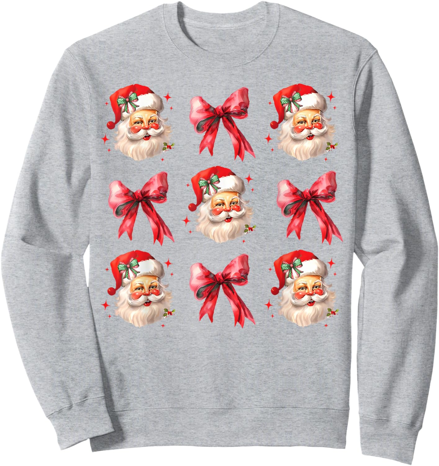 Retro Coquette Santa Red Bows Christmas Girl Sweatshirt - Sweatshirt | Ash