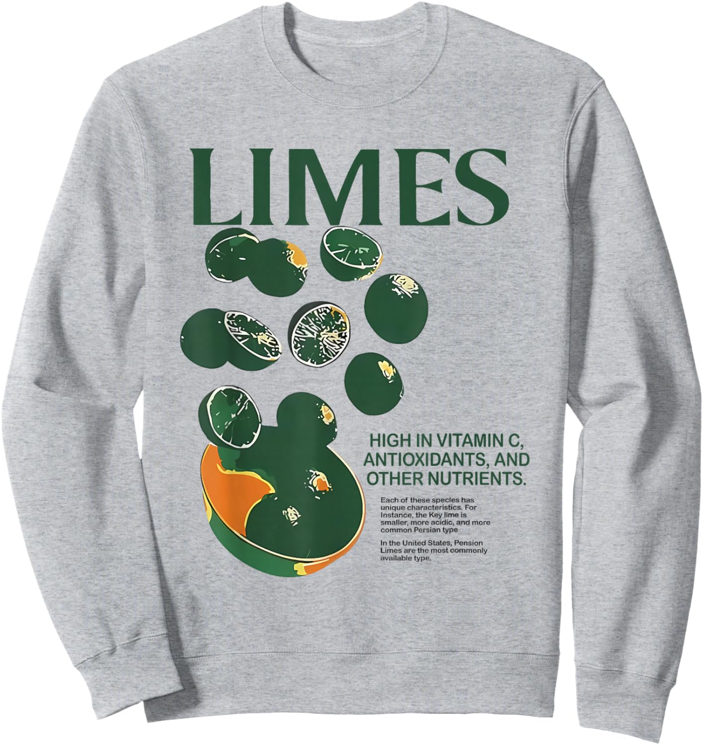 Retro Vintage Limes Graphic Vegetables Lemon Women and Men Sweatshirt - Sweatshirt | Ash