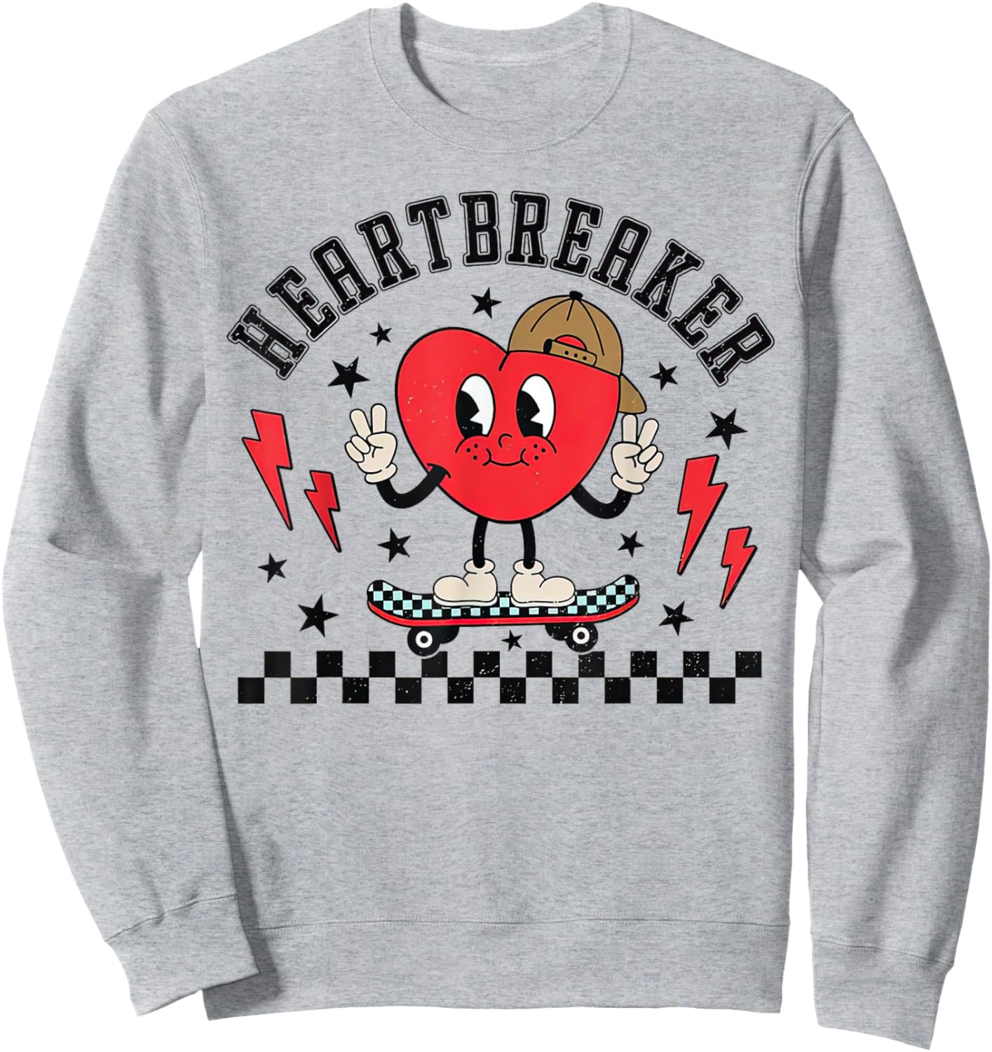 Heartbreaker Skateboard Valentines Sweatshirt - Sweatshirt | Ash