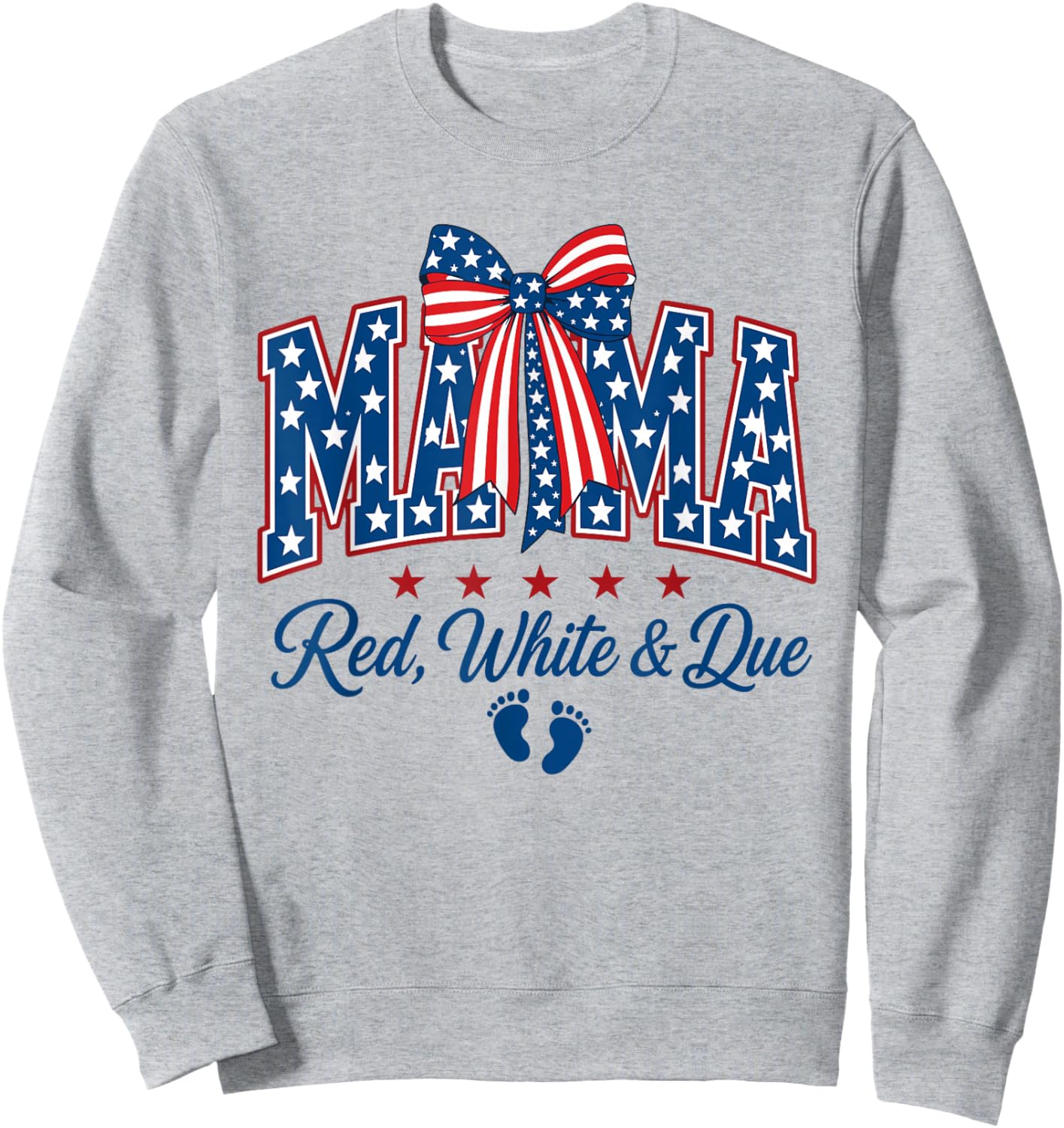 Mama Red White and Due 4th of July Pregnancy Announcement Sweatshirt - Sweatshirt | Ash