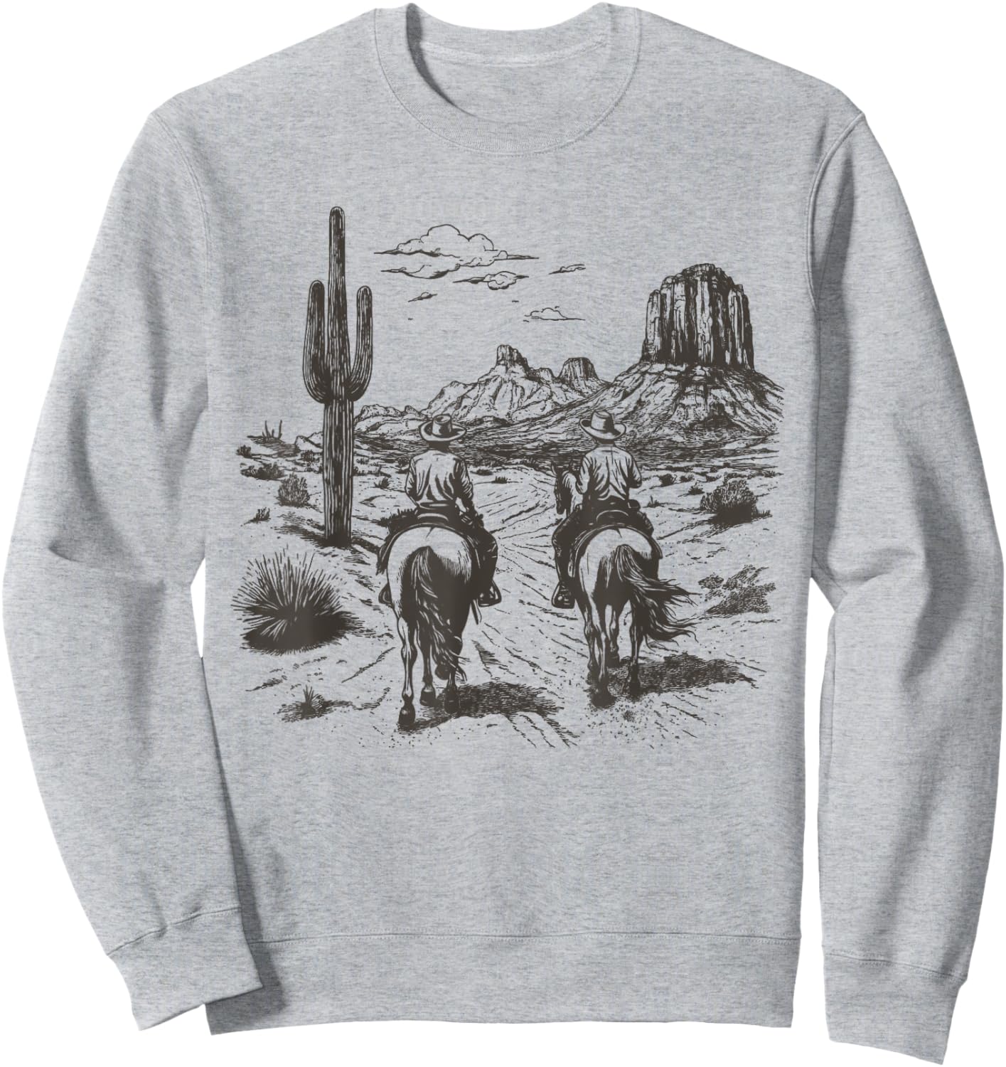 Vintage Cowboy Riding Horse Western Desert Mountain Country Sweatshirt - Sweatshirt | Ash
