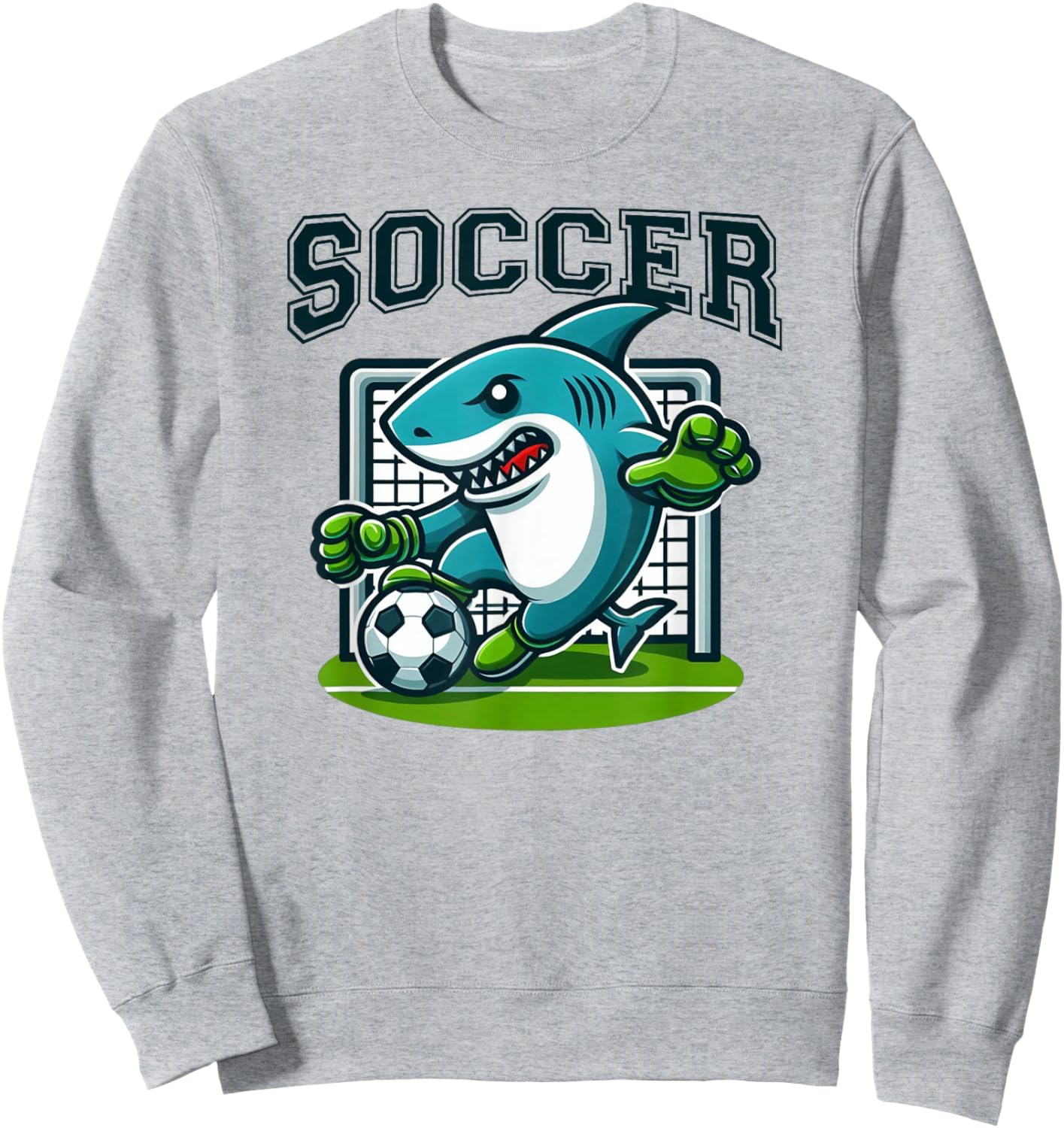 Soccer Shark Playing Soccer Sweatshirt - Sweatshirt | Ash