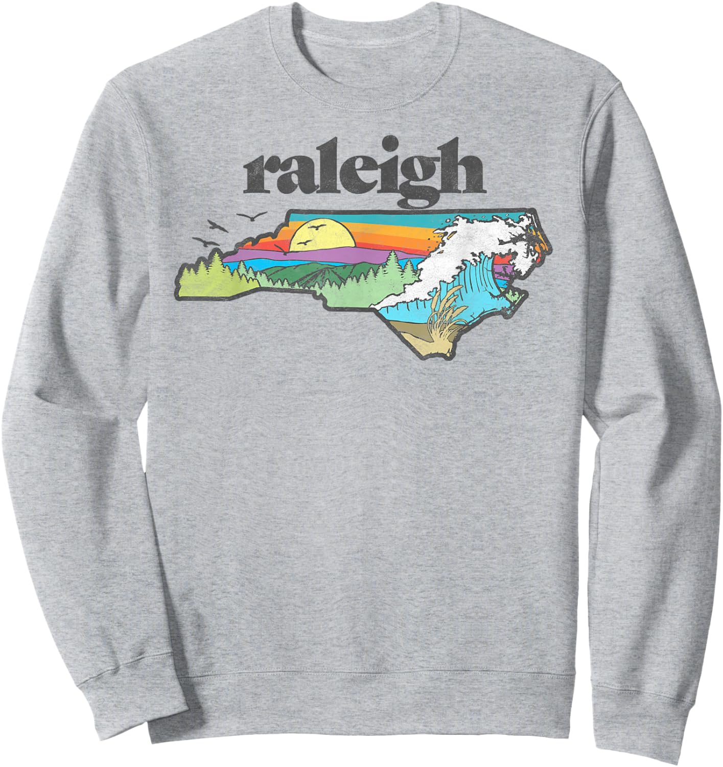 Raleigh North Carolina Outdoors Retro Nature Sweatshirt - Sweatshirt | Ash