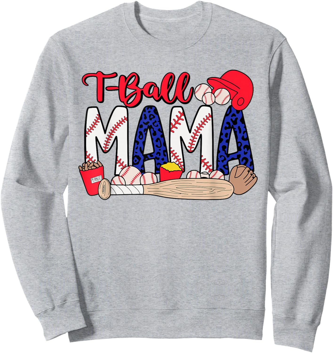 T-ball Mama Player Groovy Mama Ball Sport Mother's Day Sweatshirt - Sweatshirt | Ash