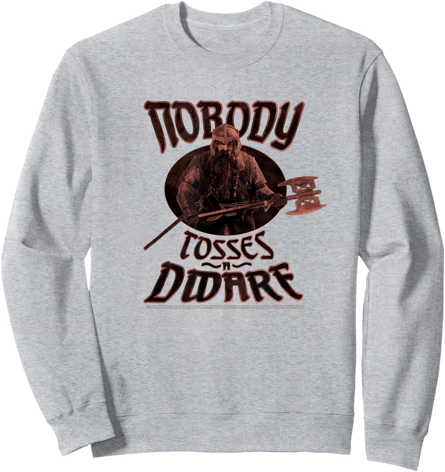 Lord of The Rings Gimli Nobody Tosses A Dwarf Portrait Sweatshirt - Sweatshirt | Ash