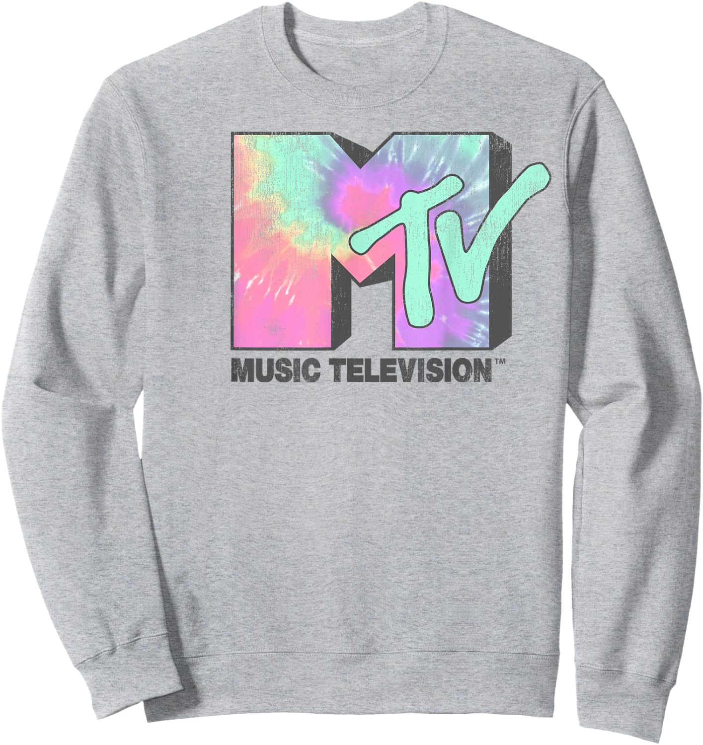 MTV Logo Neon Tie Dye Classic Graphic Sweatshirt - Sweatshirt | Ash