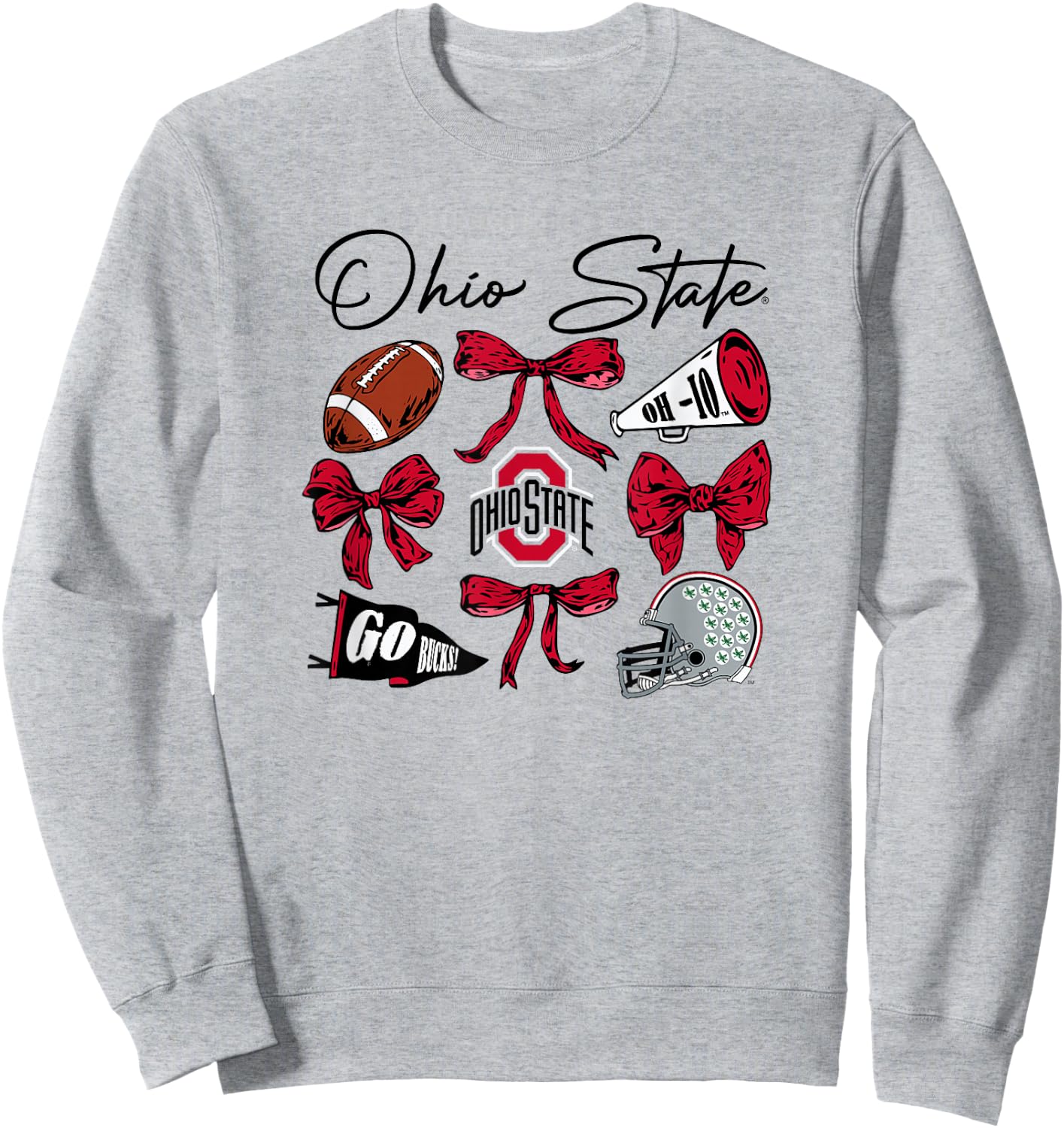 Ohio State Buckeyes Football Bows Gray Officially Licensed Sweatshirt - Sweatshirt | Ash