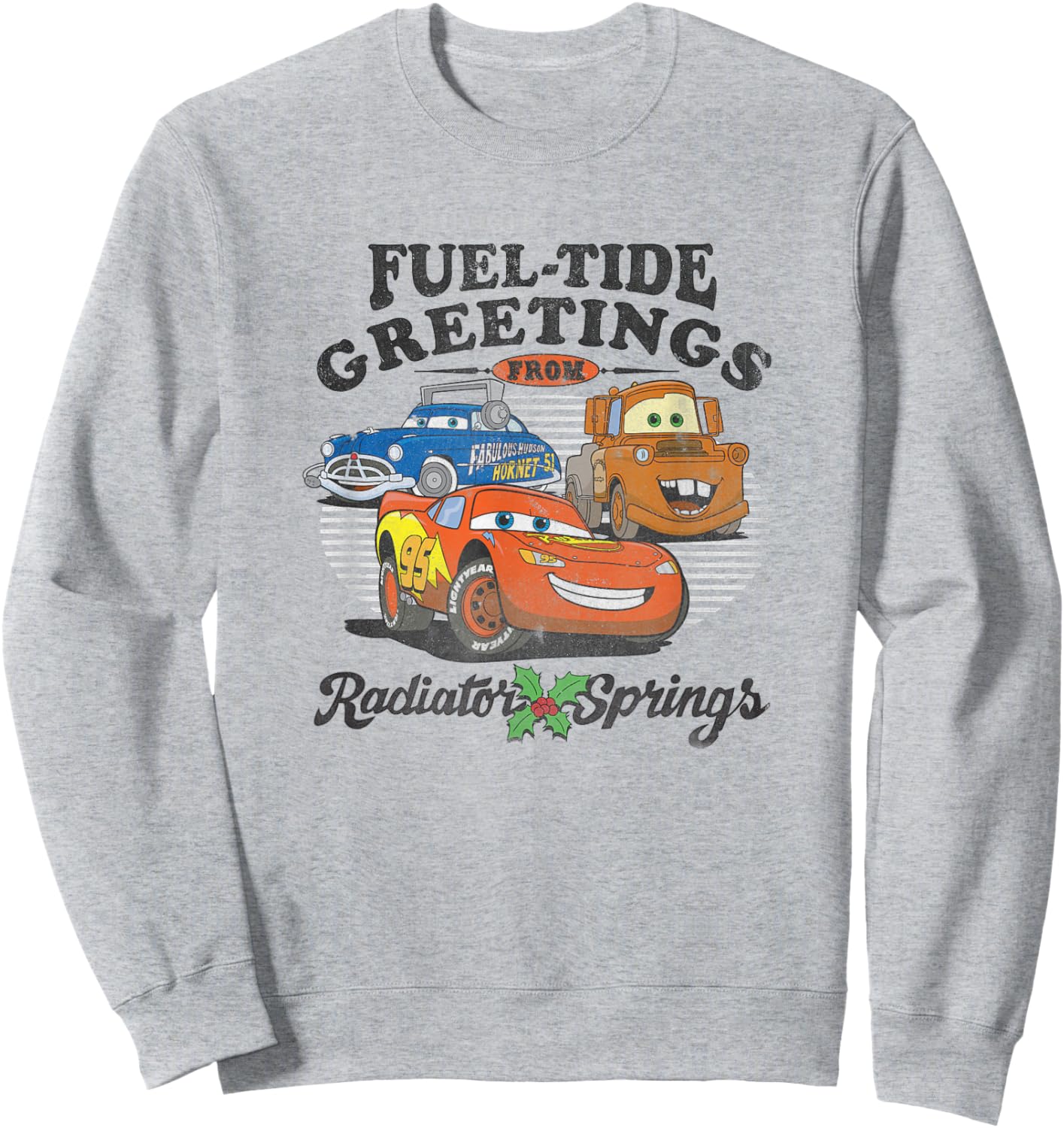 Disney Pixar Cars Christmas Fuel-Tide Greetings Vintage Sweatshirt - Sweatshirt | Ash