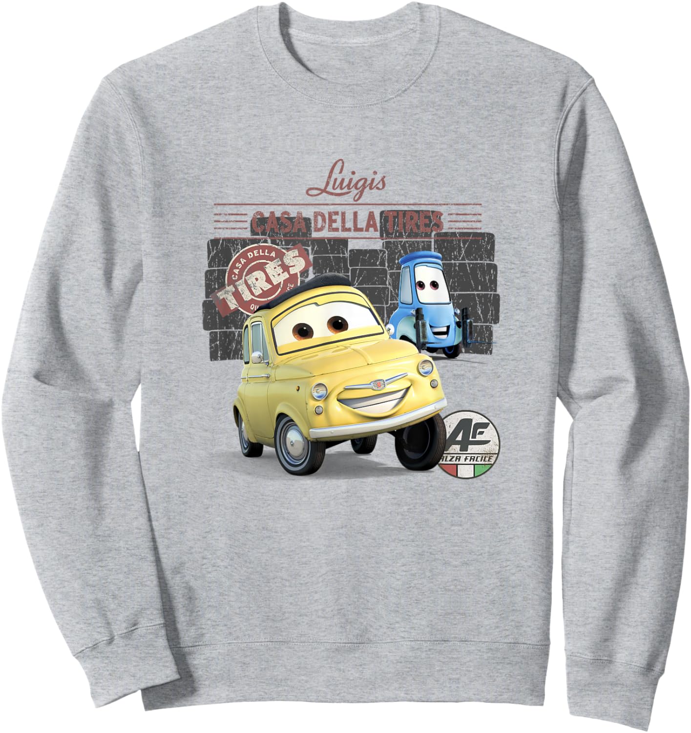 Disney Pixar Cars Casa Della Tires Luigi & Guido Vintage Sweatshirt - Sweatshirt | Ash