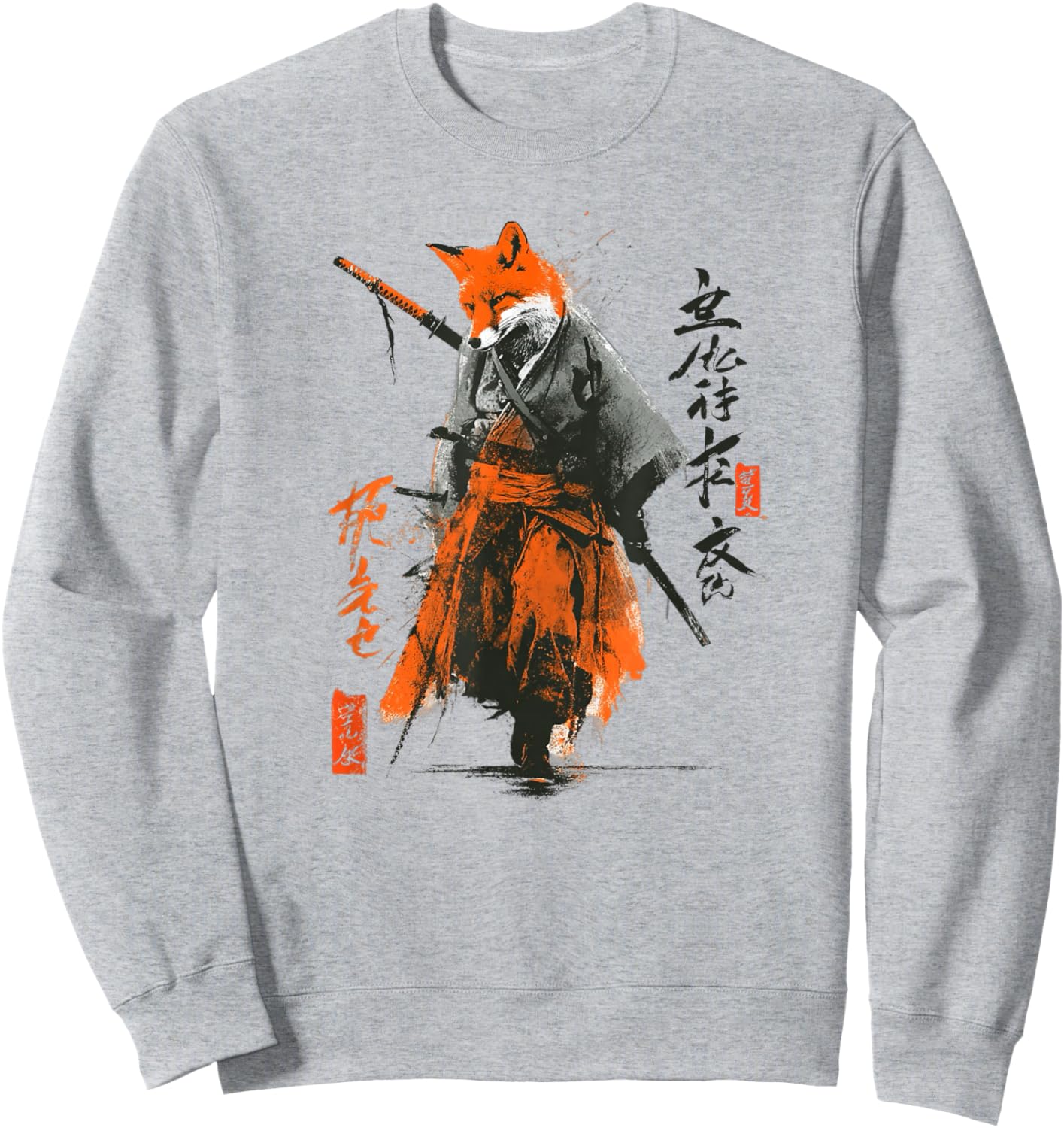 Japanese Fox Samurai Sweatshirt - Sweatshirt | Ash