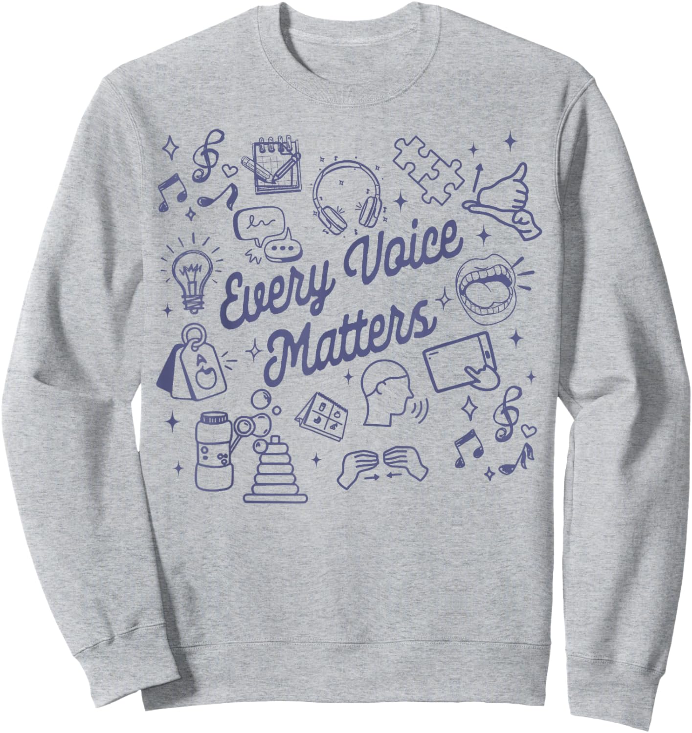 SLP AAC Speech Language Pathologist Every Voice Matters Sweatshirt - Sweatshirt | Ash
