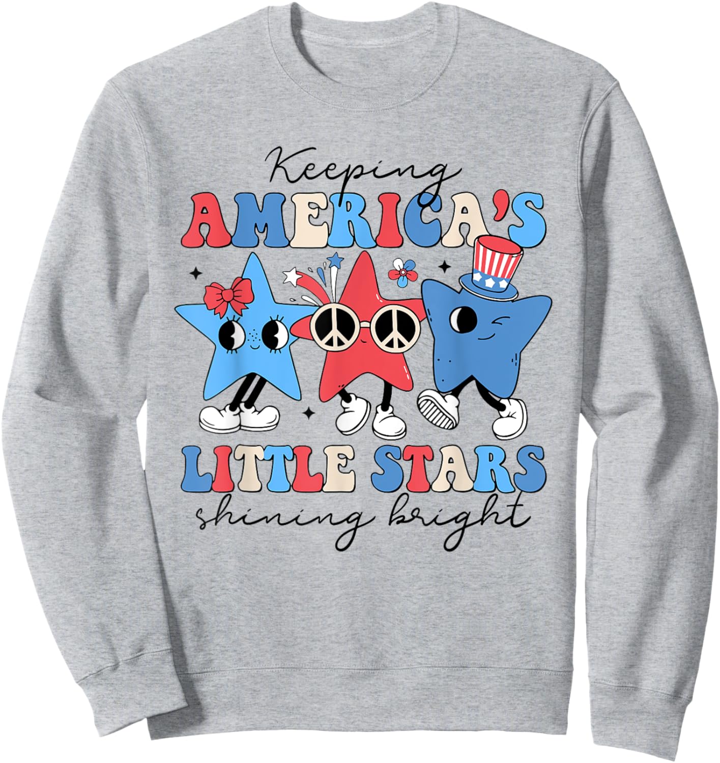 Keeping America's Little Stars Shining Bright 4th Of July Women Men Sweatshirt - Sweatshirt | Ash