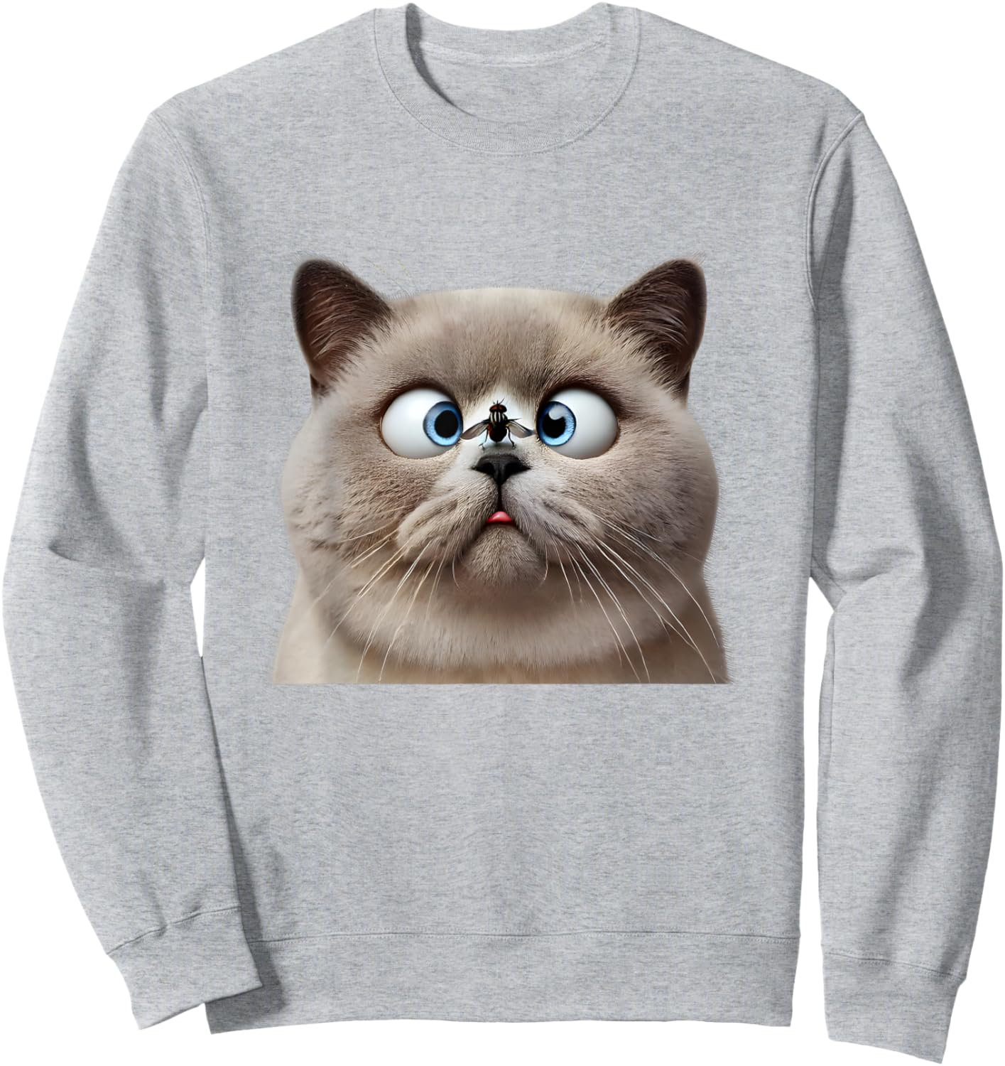 Funny Cross Eyed British Shorthair Cat Women Kids Sweatshirt - Sweatshirt | Ash