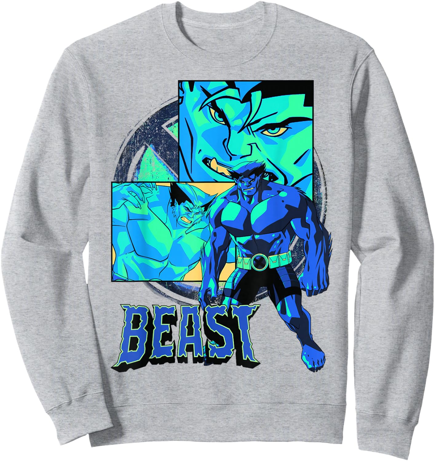 Marvel X-Men Beast Collage Panel Logo Sweatshirt - Sweatshirt | Ash