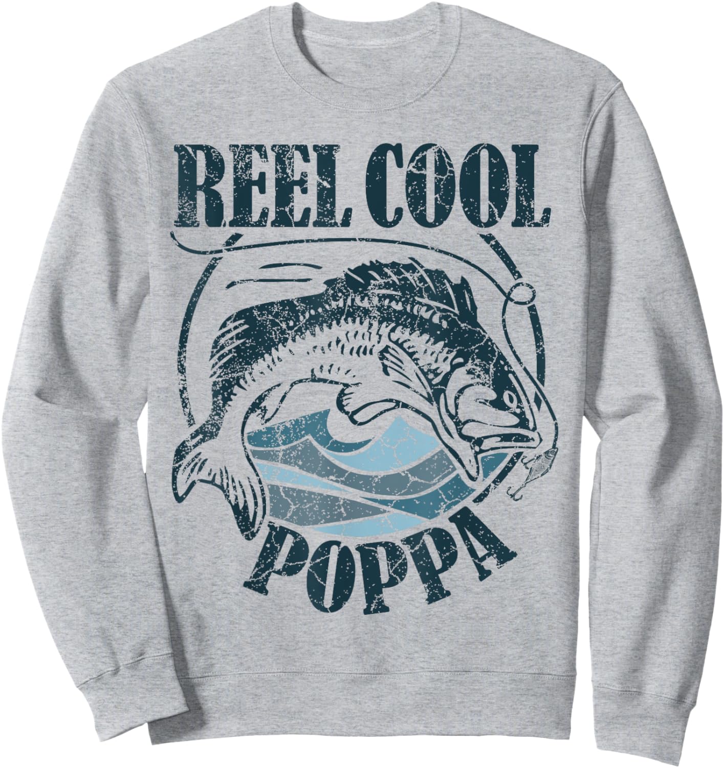 Reel Cool Poppa Fishing Grandpa Father's Day Fisherman Sweatshirt - Sweatshirt | Ash