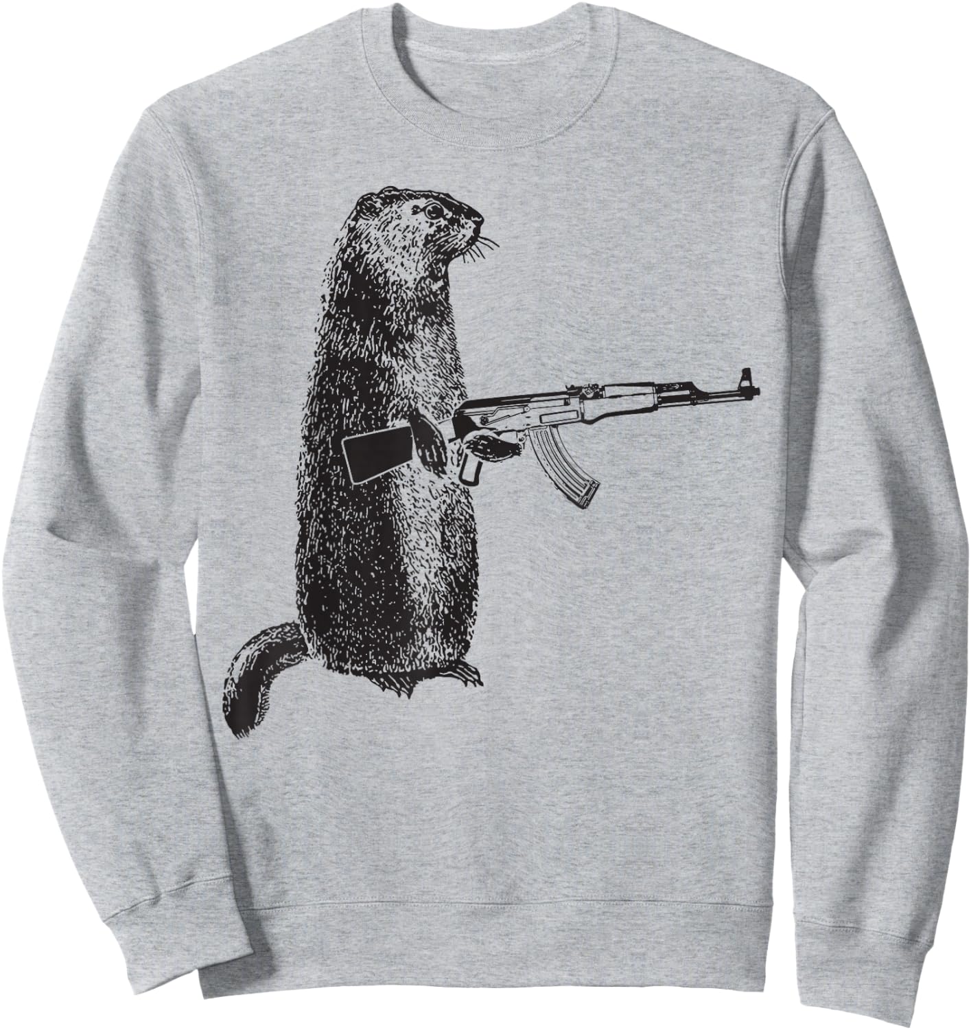 Hunting design Woodchuck AK-47 Gun groundhog funny design Sweatshirt - Sweatshirt | Ash