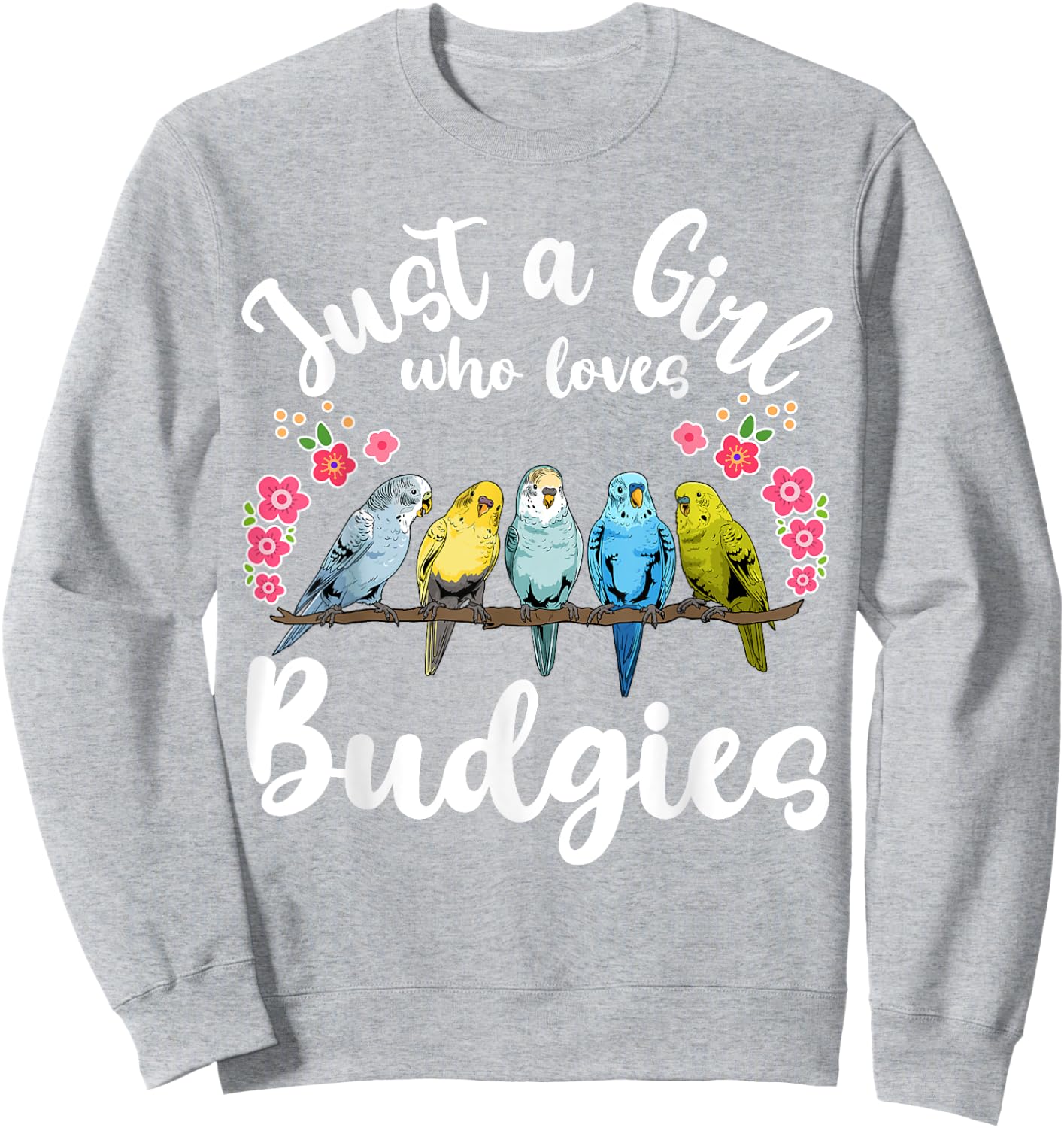 Budgie Budgerigar Birds Just a Girl Who Loves Budgies Sweatshirt - Sweatshirt | Ash