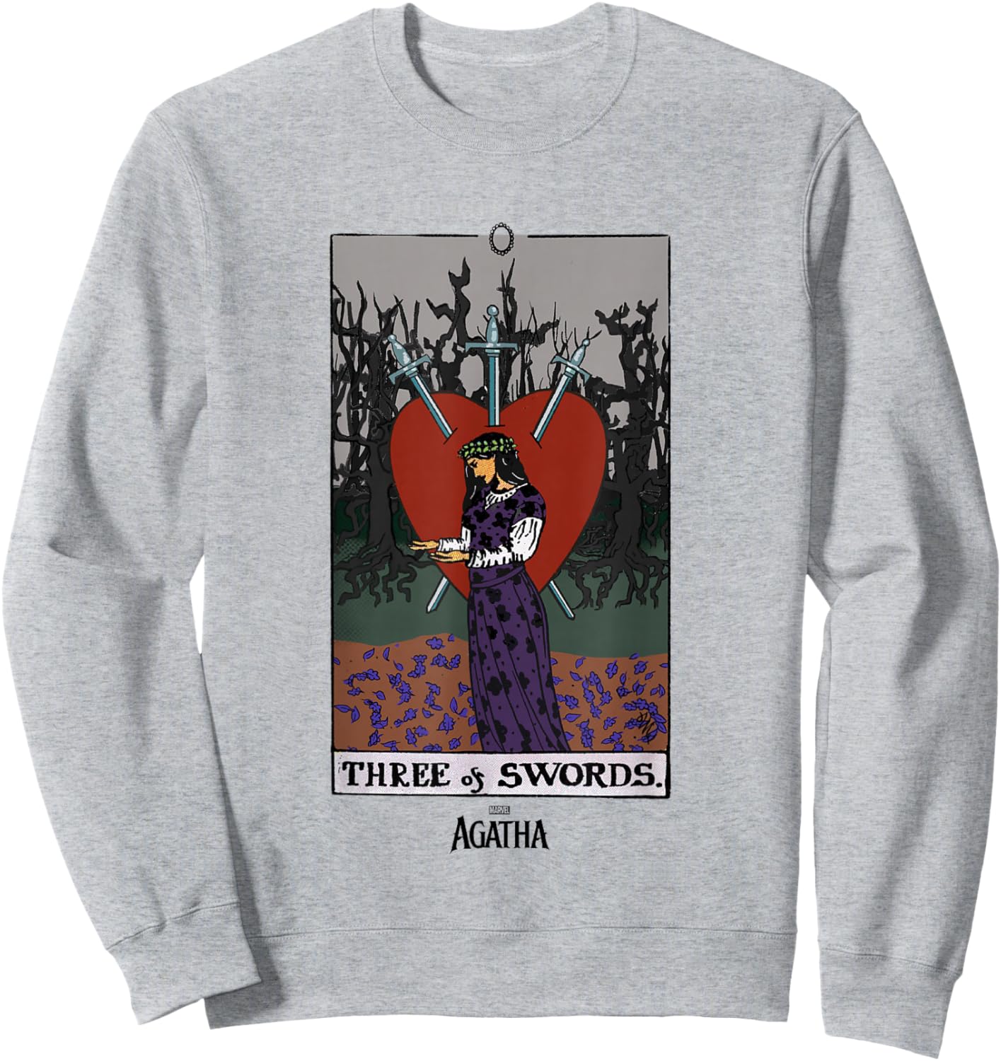 Marvel Agatha All Along Three of Swords Vintage Tarot Sweatshirt - Sweatshirt | Ash