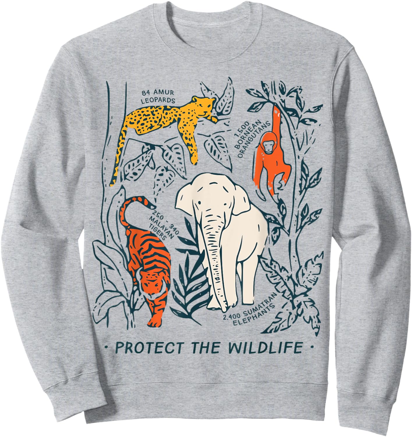 Protect The Wildlife Rescue Botanical Chart Endangered Sweatshirt - Sweatshirt | Ash